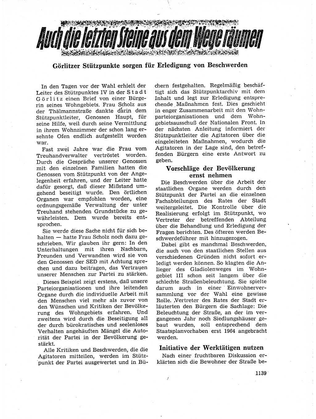 Neuer Weg (NW), Organ des Zentralkomitees (ZK) der SED (Sozialistische Einheitspartei Deutschlands) für Fragen des Parteilebens, 18. Jahrgang [Deutsche Demokratische Republik (DDR)] 1963, Seite 1139 (NW ZK SED DDR 1963, S. 1139)