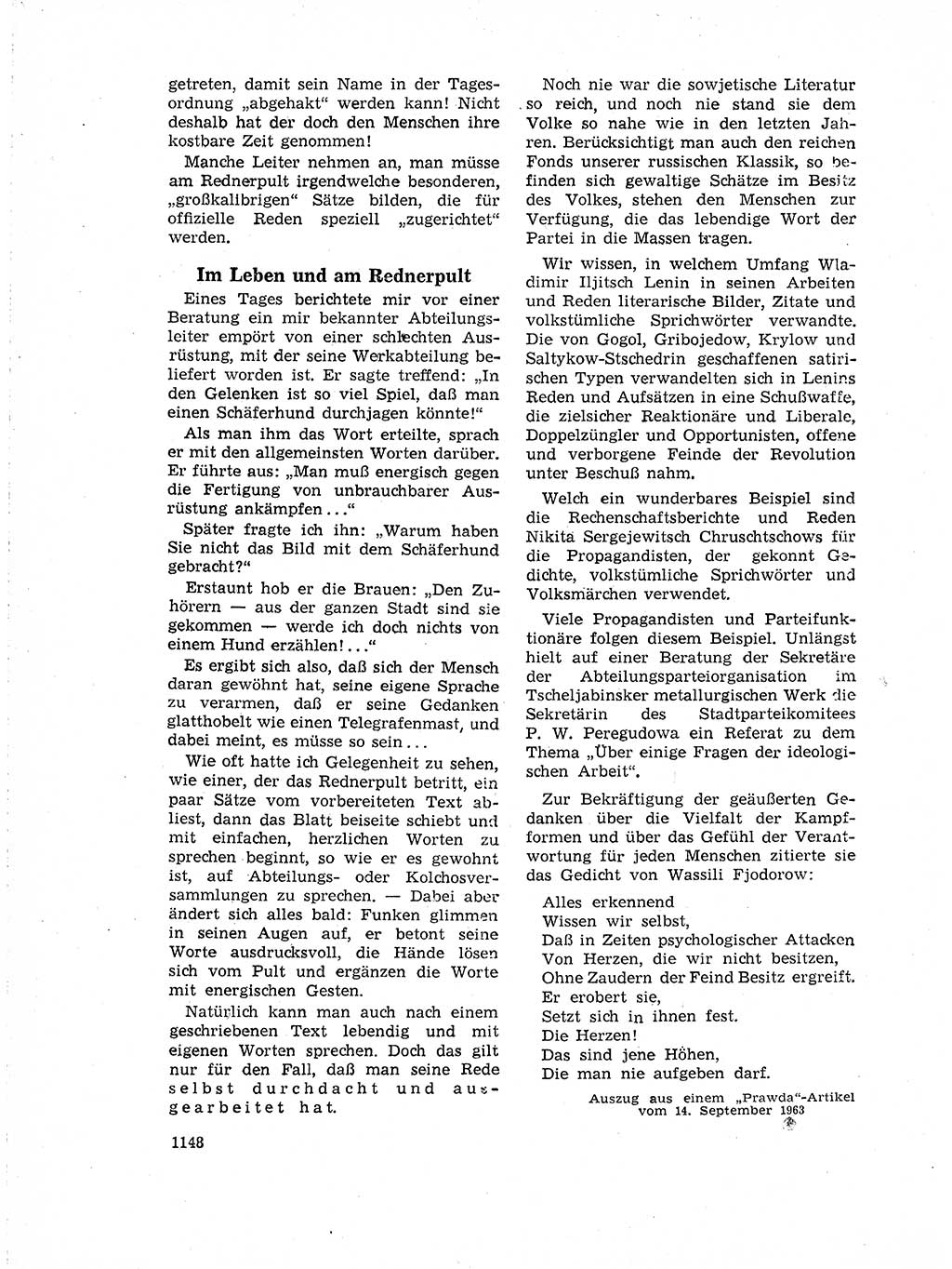 Neuer Weg (NW), Organ des Zentralkomitees (ZK) der SED (Sozialistische Einheitspartei Deutschlands) für Fragen des Parteilebens, 18. Jahrgang [Deutsche Demokratische Republik (DDR)] 1963, Seite 1148 (NW ZK SED DDR 1963, S. 1148)