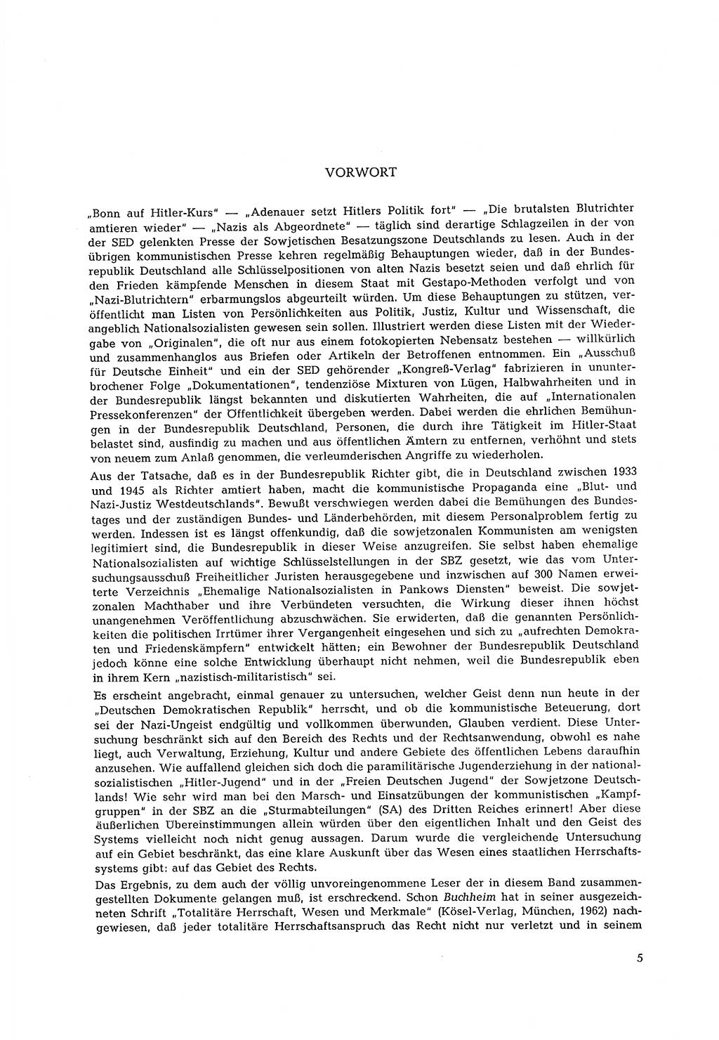 Partei-Justiz, Dokumentation über den nationalsozialistischen und kommunistischen Rechtsmißbrauch in Deutschland 1933-1963, Seite 5 (Part.-Just. Dtl. natsoz. komm. 1933-1963, S. 5)