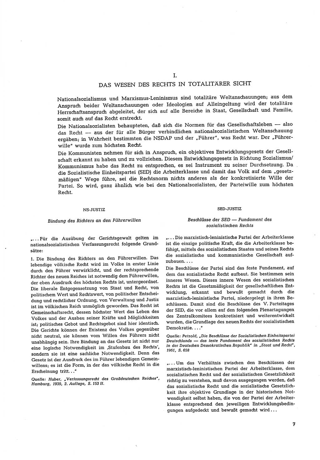 Partei-Justiz, Dokumentation über den nationalsozialistischen und kommunistischen Rechtsmißbrauch in Deutschland 1933-1963, Seite 7 (Part.-Just. Dtl. natsoz. komm. 1933-1963, S. 7)