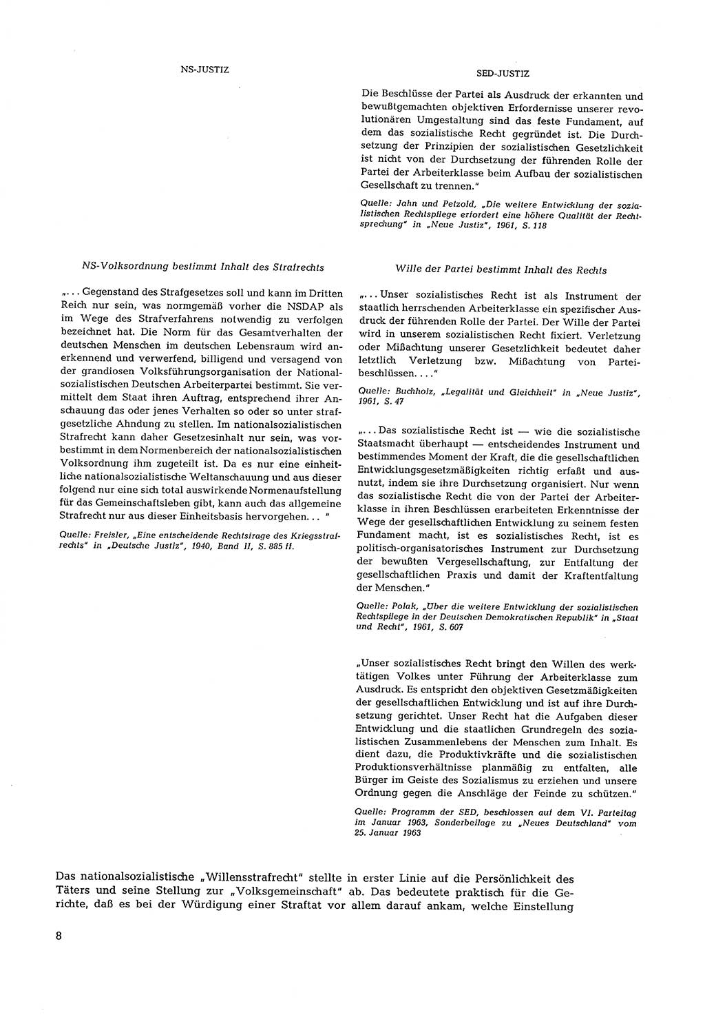 Partei-Justiz, Dokumentation über den nationalsozialistischen und kommunistischen Rechtsmißbrauch in Deutschland 1933-1963, Seite 8 (Part.-Just. Dtl. natsoz. komm. 1933-1963, S. 8)