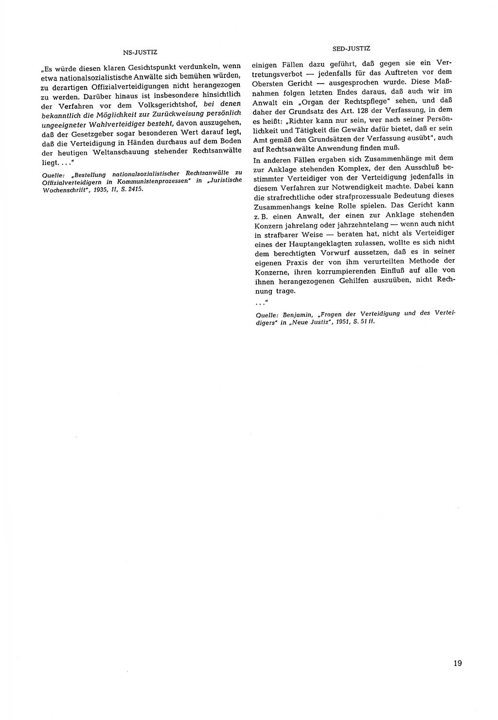 Partei-Justiz, Dokumentation über den nationalsozialistischen und kommunistischen Rechtsmißbrauch in Deutschland 1933-1963, Seite 19 (Part.-Just. Dtl. natsoz. komm. 1933-1963, S. 19)