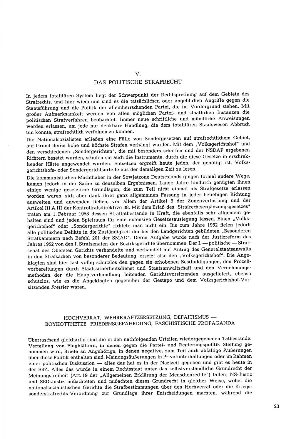 Partei-Justiz, Dokumentation über den nationalsozialistischen und kommunistischen Rechtsmißbrauch in Deutschland 1933-1963, Seite 23 (Part.-Just. Dtl. natsoz. komm. 1933-1963, S. 23)
