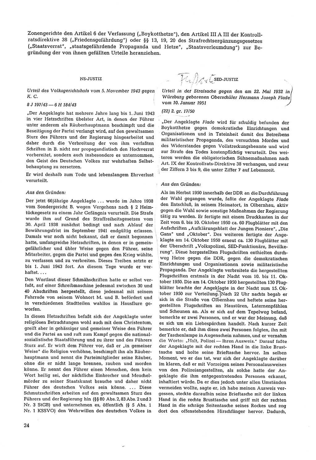 Partei-Justiz, Dokumentation über den nationalsozialistischen und kommunistischen Rechtsmißbrauch in Deutschland 1933-1963, Seite 24 (Part.-Just. Dtl. natsoz. komm. 1933-1963, S. 24)