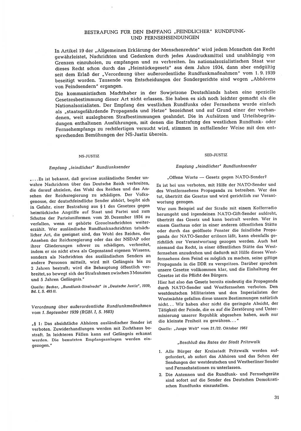 Partei-Justiz, Dokumentation über den nationalsozialistischen und kommunistischen Rechtsmißbrauch in Deutschland 1933-1963, Seite 31 (Part.-Just. Dtl. natsoz. komm. 1933-1963, S. 31)