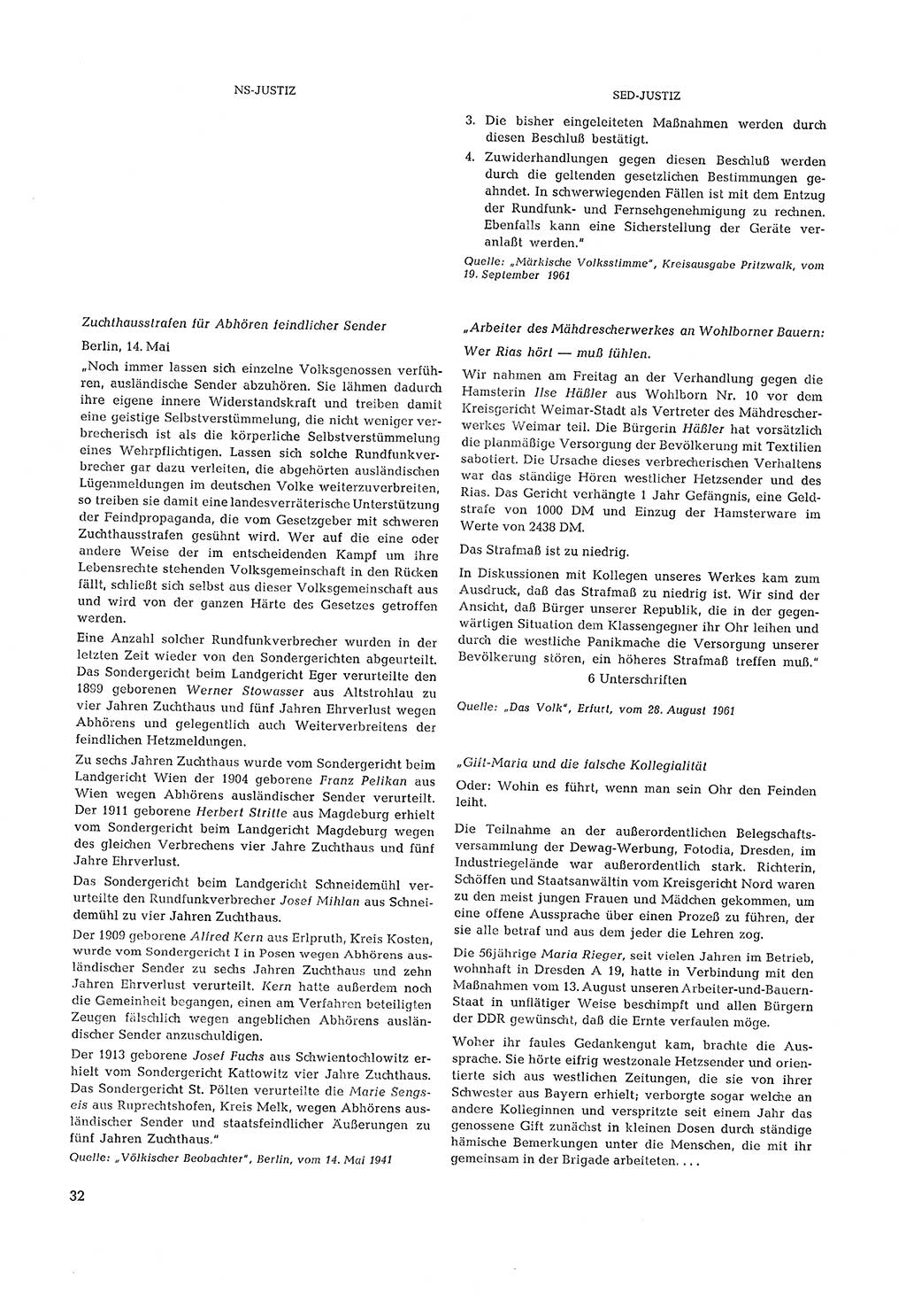 Partei-Justiz, Dokumentation über den nationalsozialistischen und kommunistischen Rechtsmißbrauch in Deutschland 1933-1963, Seite 32 (Part.-Just. Dtl. natsoz. komm. 1933-1963, S. 32)