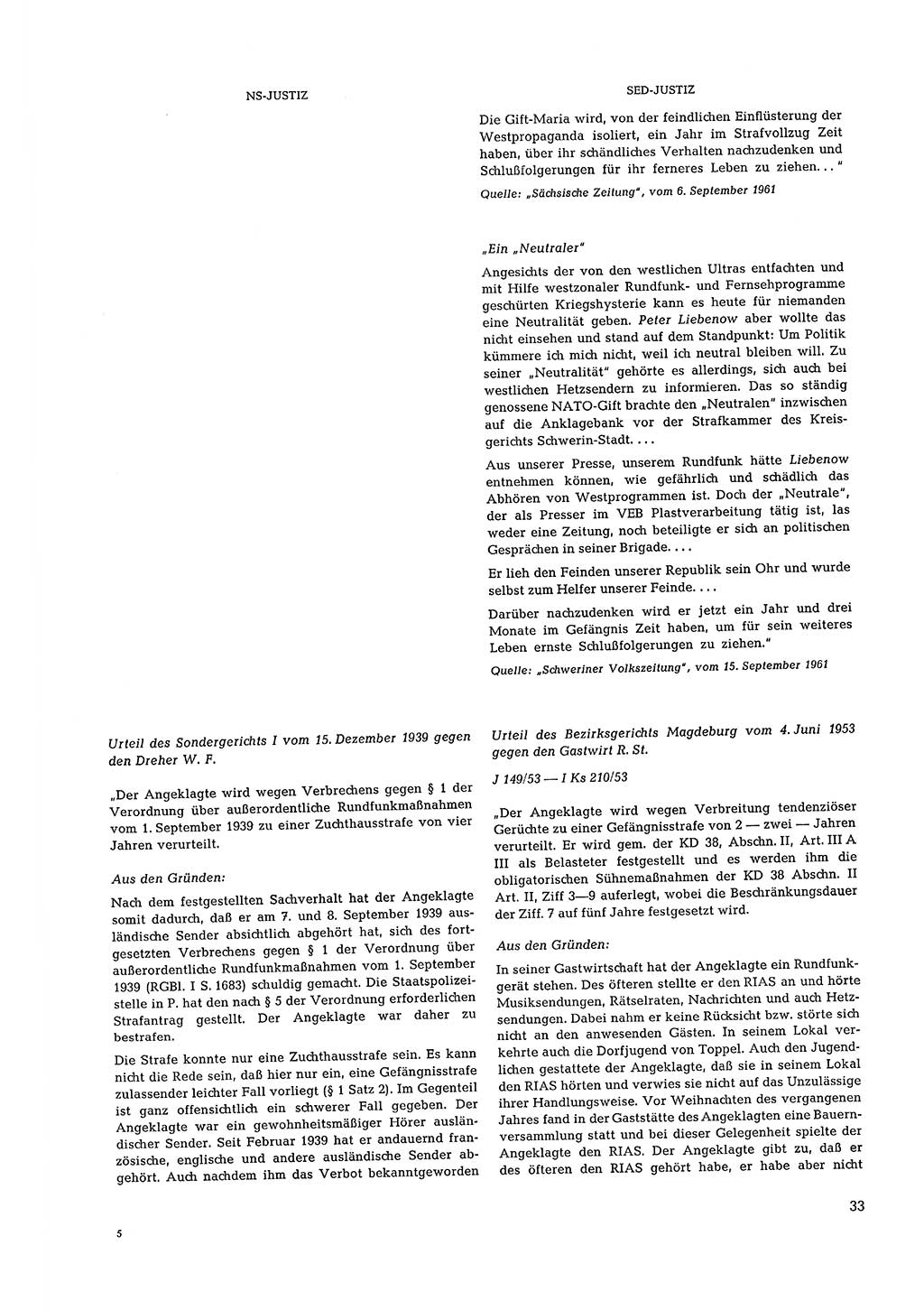 Partei-Justiz, Dokumentation über den nationalsozialistischen und kommunistischen Rechtsmißbrauch in Deutschland 1933-1963, Seite 33 (Part.-Just. Dtl. natsoz. komm. 1933-1963, S. 33)