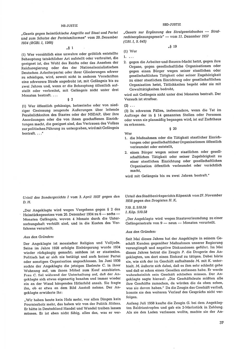Partei-Justiz, Dokumentation über den nationalsozialistischen und kommunistischen Rechtsmißbrauch in Deutschland 1933-1963, Seite 37 (Part.-Just. Dtl. natsoz. komm. 1933-1963, S. 37)