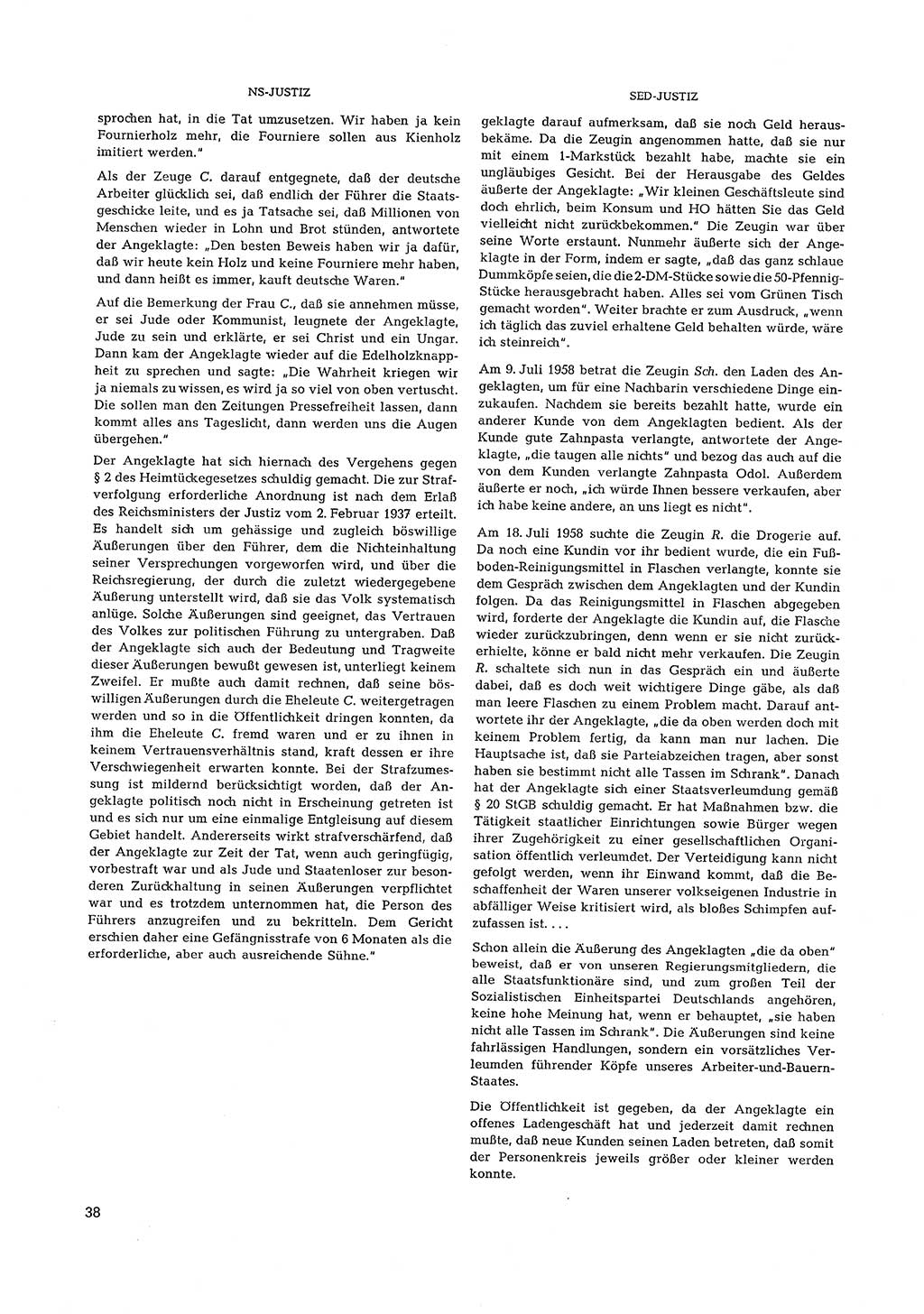 Partei-Justiz, Dokumentation über den nationalsozialistischen und kommunistischen Rechtsmißbrauch in Deutschland 1933-1963, Seite 38 (Part.-Just. Dtl. natsoz. komm. 1933-1963, S. 38)