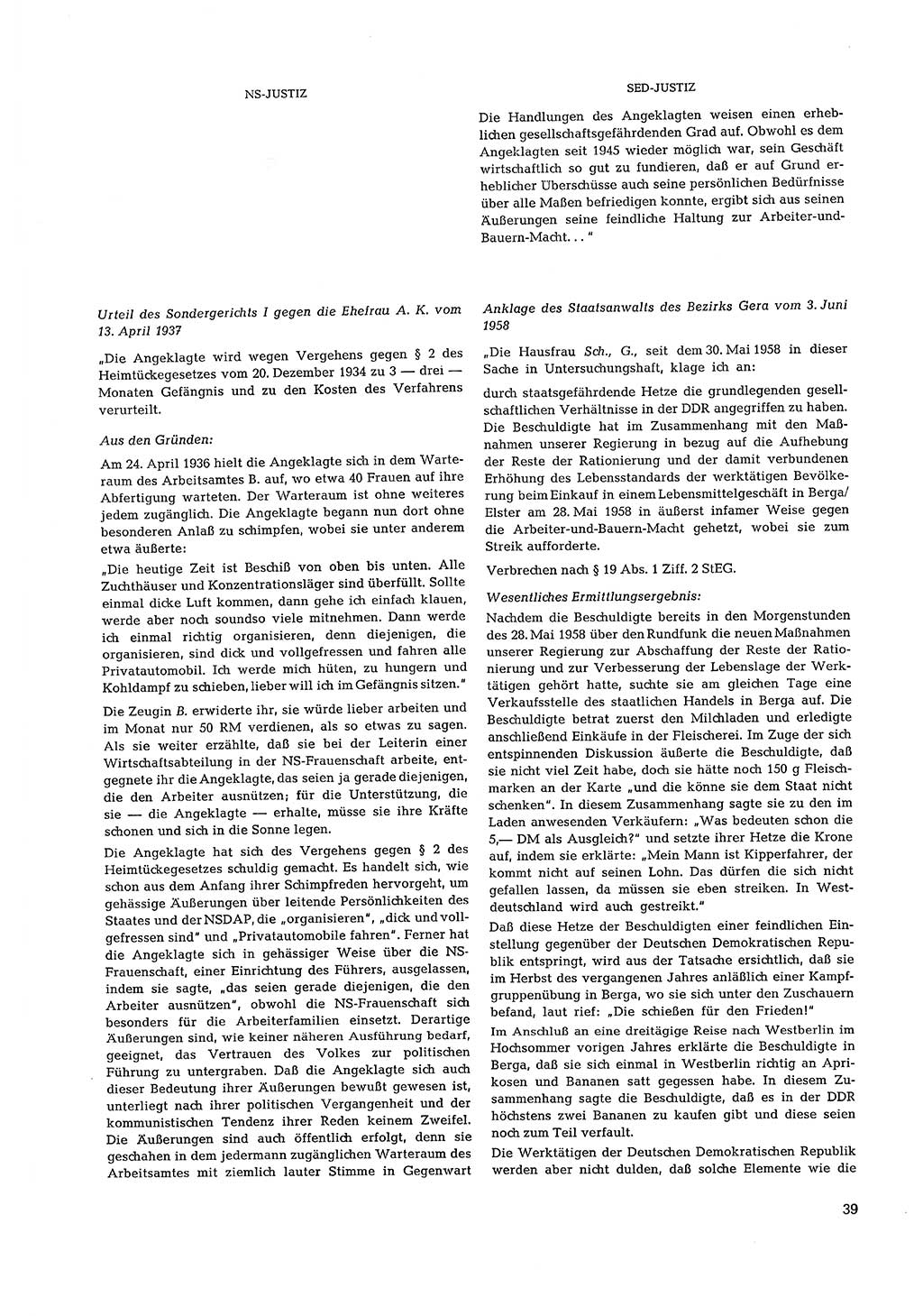 Partei-Justiz, Dokumentation über den nationalsozialistischen und kommunistischen Rechtsmißbrauch in Deutschland 1933-1963, Seite 39 (Part.-Just. Dtl. natsoz. komm. 1933-1963, S. 39)