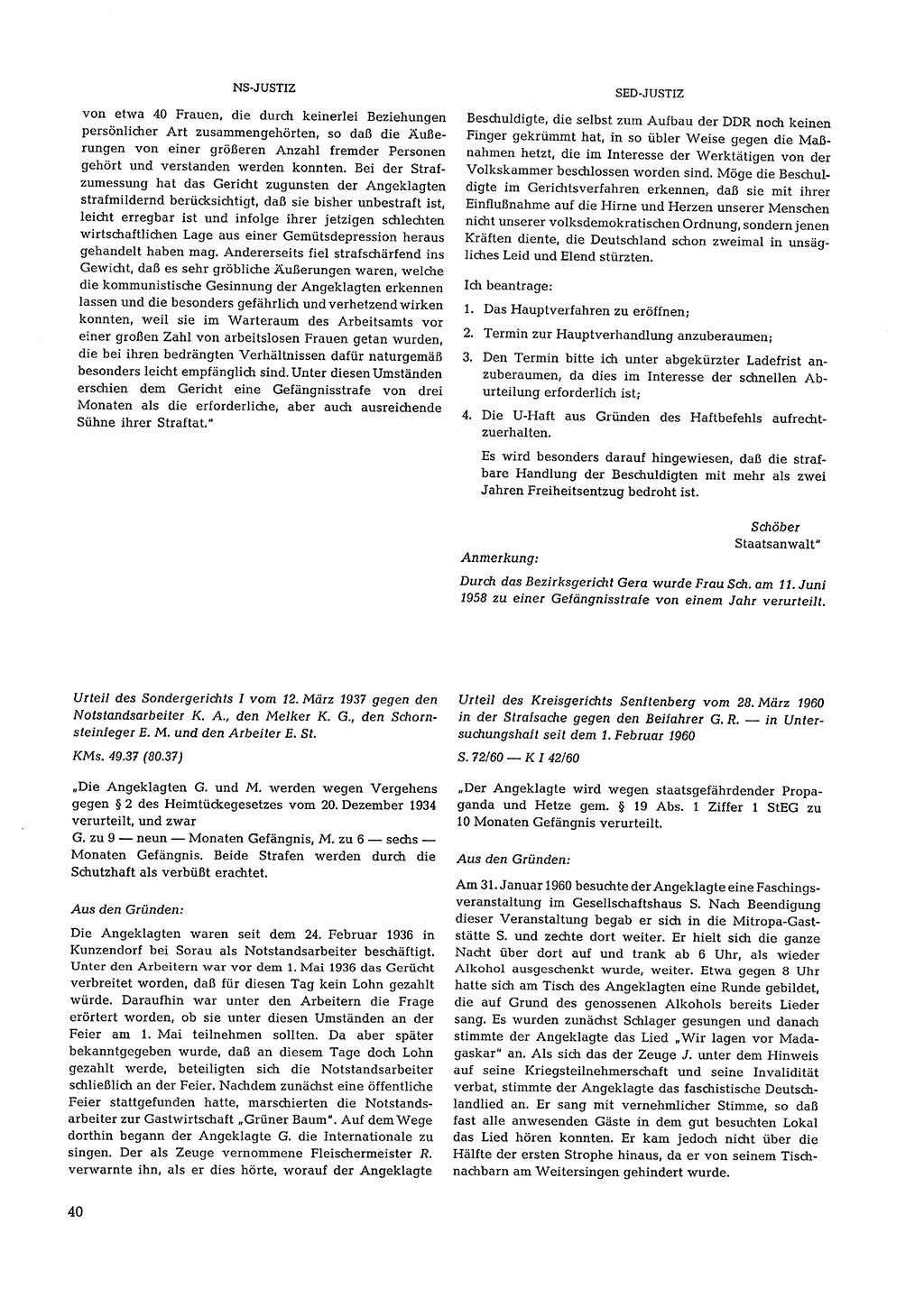 Partei-Justiz, Dokumentation über den nationalsozialistischen und kommunistischen Rechtsmißbrauch in Deutschland 1933-1963, Seite 40 (Part.-Just. Dtl. natsoz. komm. 1933-1963, S. 40)