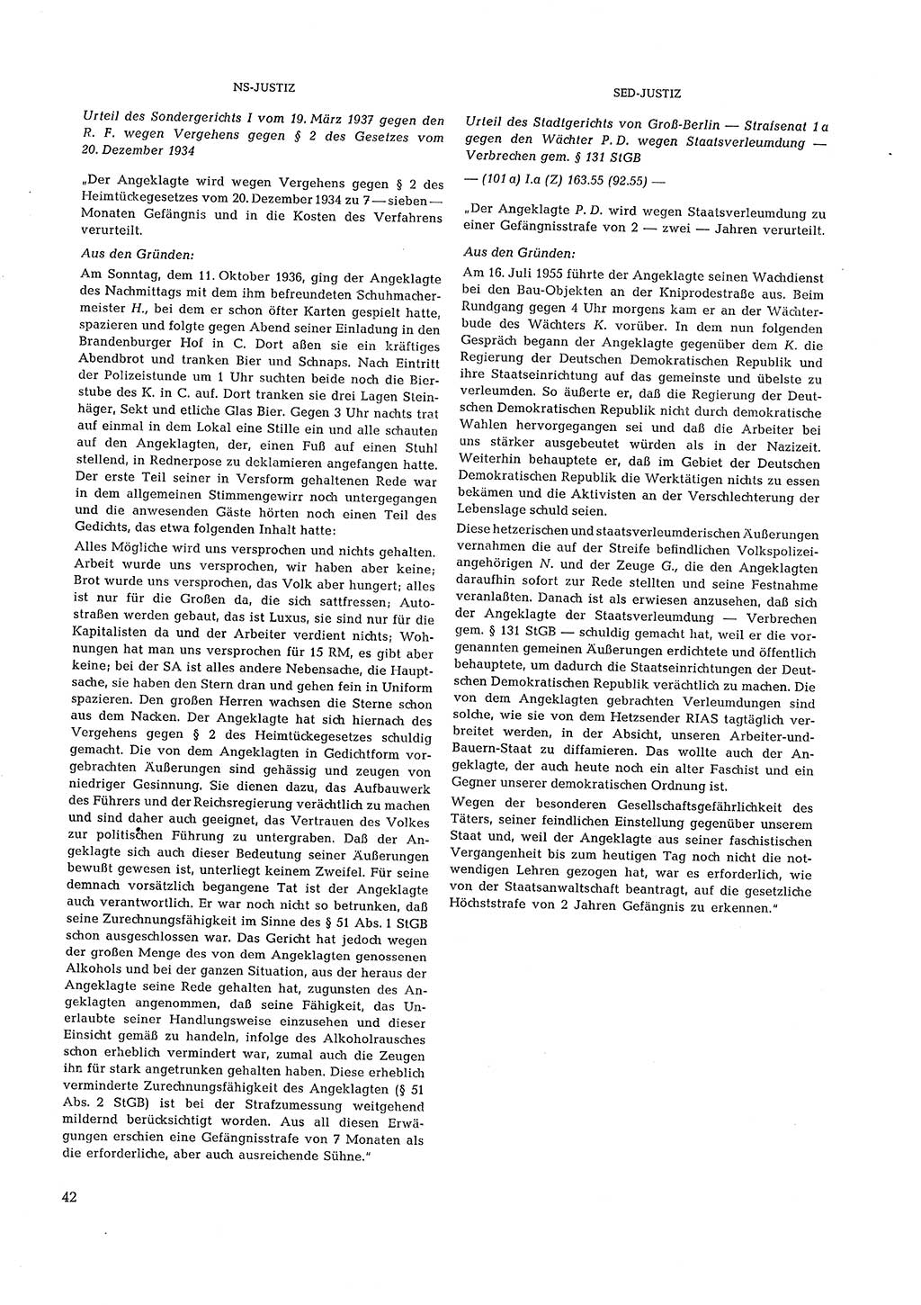 Partei-Justiz, Dokumentation über den nationalsozialistischen und kommunistischen Rechtsmißbrauch in Deutschland 1933-1963, Seite 42 (Part.-Just. Dtl. natsoz. komm. 1933-1963, S. 42)