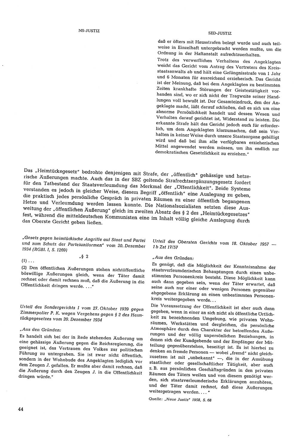 Partei-Justiz, Dokumentation über den nationalsozialistischen und kommunistischen Rechtsmißbrauch in Deutschland 1933-1963, Seite 44 (Part.-Just. Dtl. natsoz. komm. 1933-1963, S. 44)