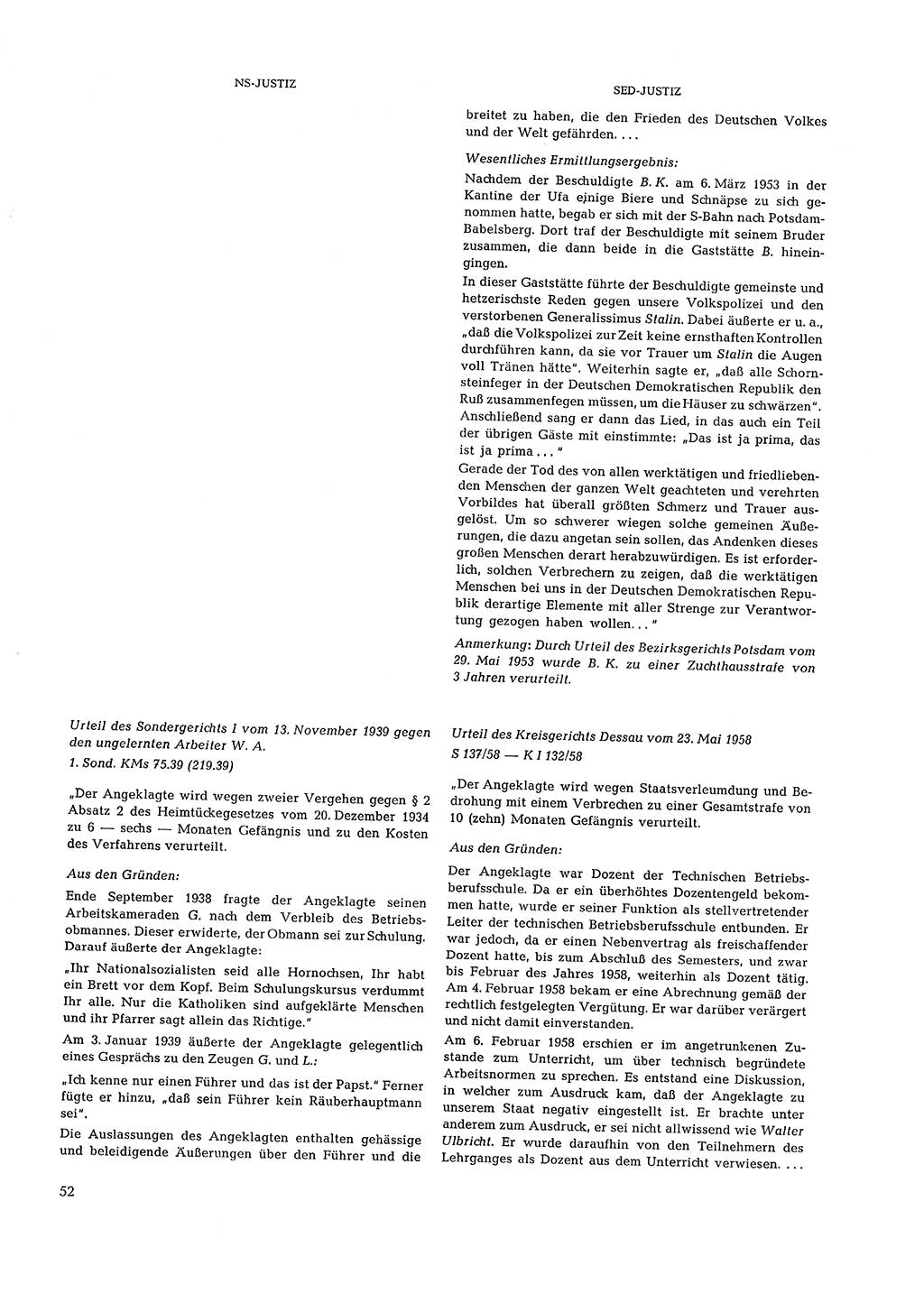 Partei-Justiz, Dokumentation über den nationalsozialistischen und kommunistischen Rechtsmißbrauch in Deutschland 1933-1963, Seite 52 (Part.-Just. Dtl. natsoz. komm. 1933-1963, S. 52)