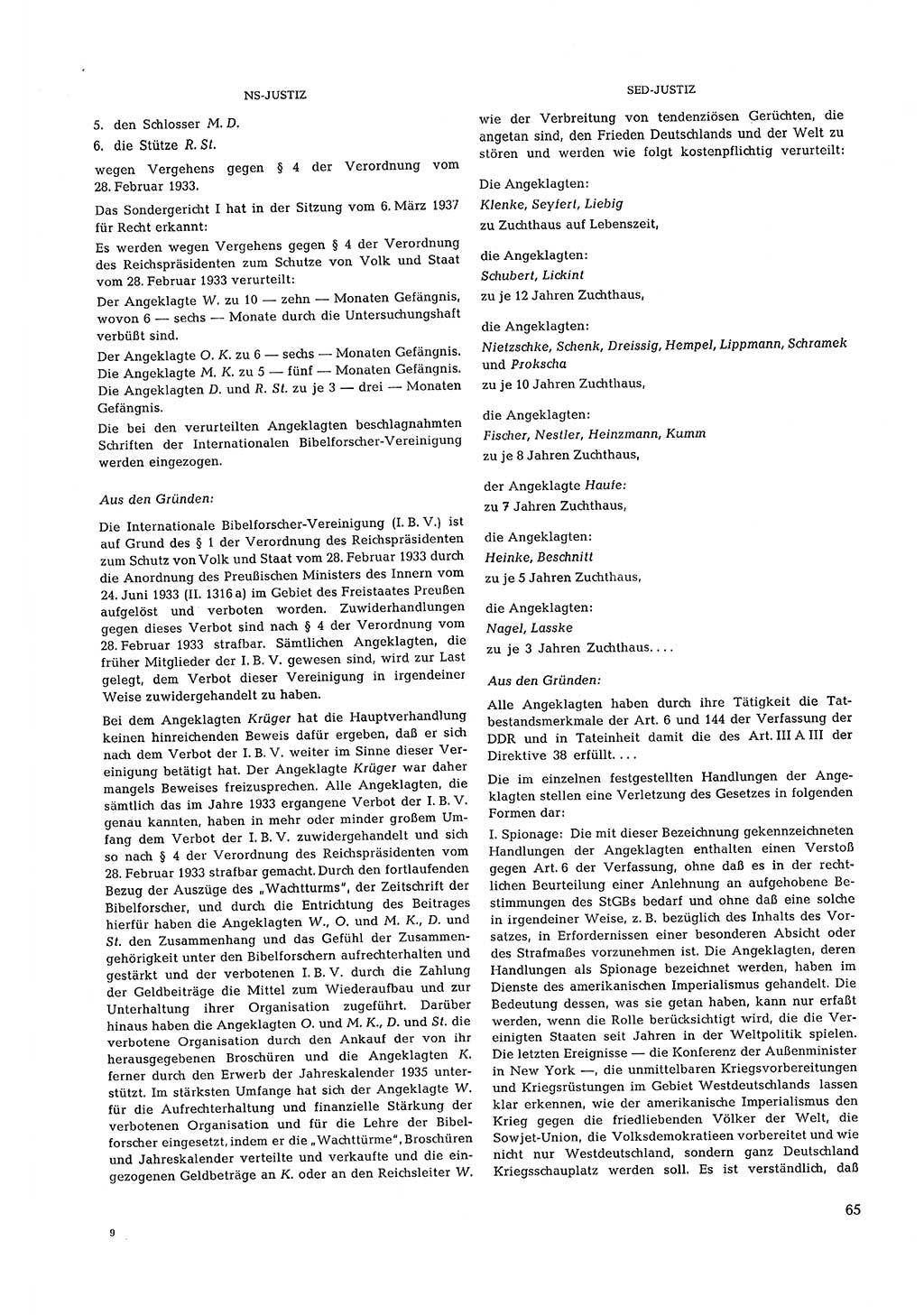 Partei-Justiz, Dokumentation über den nationalsozialistischen und kommunistischen Rechtsmißbrauch in Deutschland 1933-1963, Seite 65 (Part.-Just. Dtl. natsoz. komm. 1933-1963, S. 65)