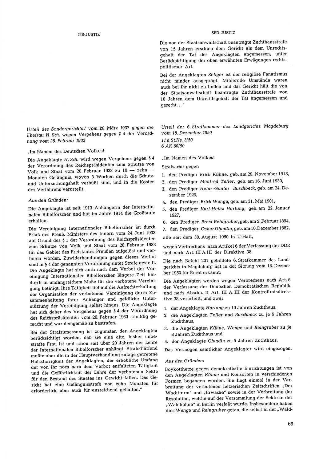 Partei-Justiz, Dokumentation über den nationalsozialistischen und kommunistischen Rechtsmißbrauch in Deutschland 1933-1963, Seite 69 (Part.-Just. Dtl. natsoz. komm. 1933-1963, S. 69)