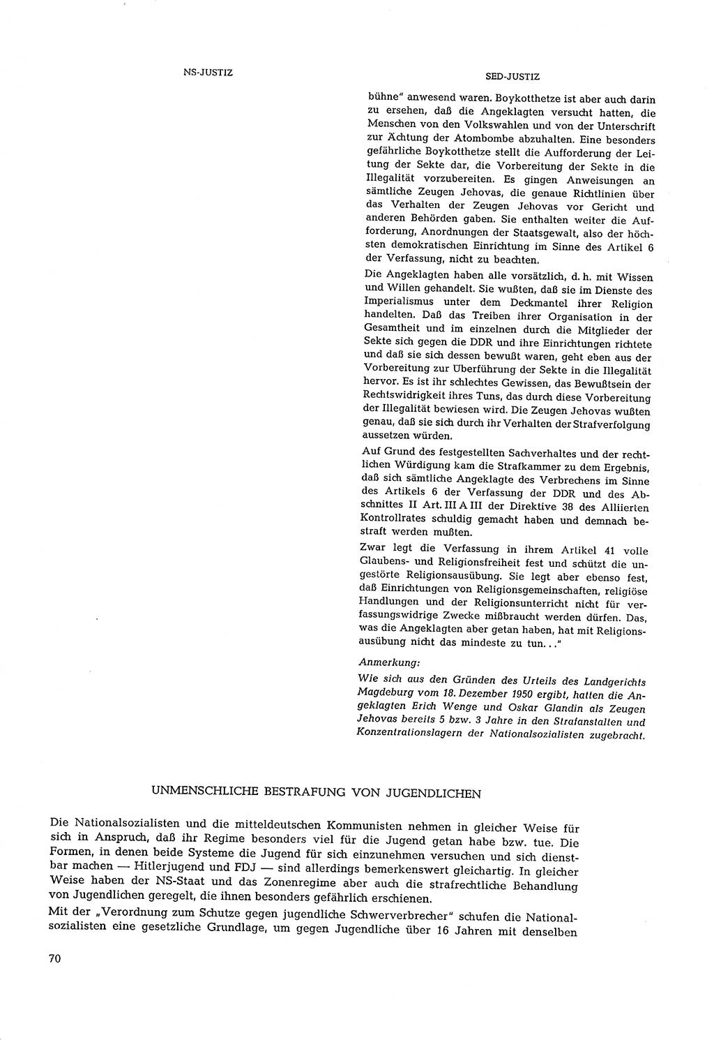 Partei-Justiz, Dokumentation über den nationalsozialistischen und kommunistischen Rechtsmißbrauch in Deutschland 1933-1963, Seite 70 (Part.-Just. Dtl. natsoz. komm. 1933-1963, S. 70)