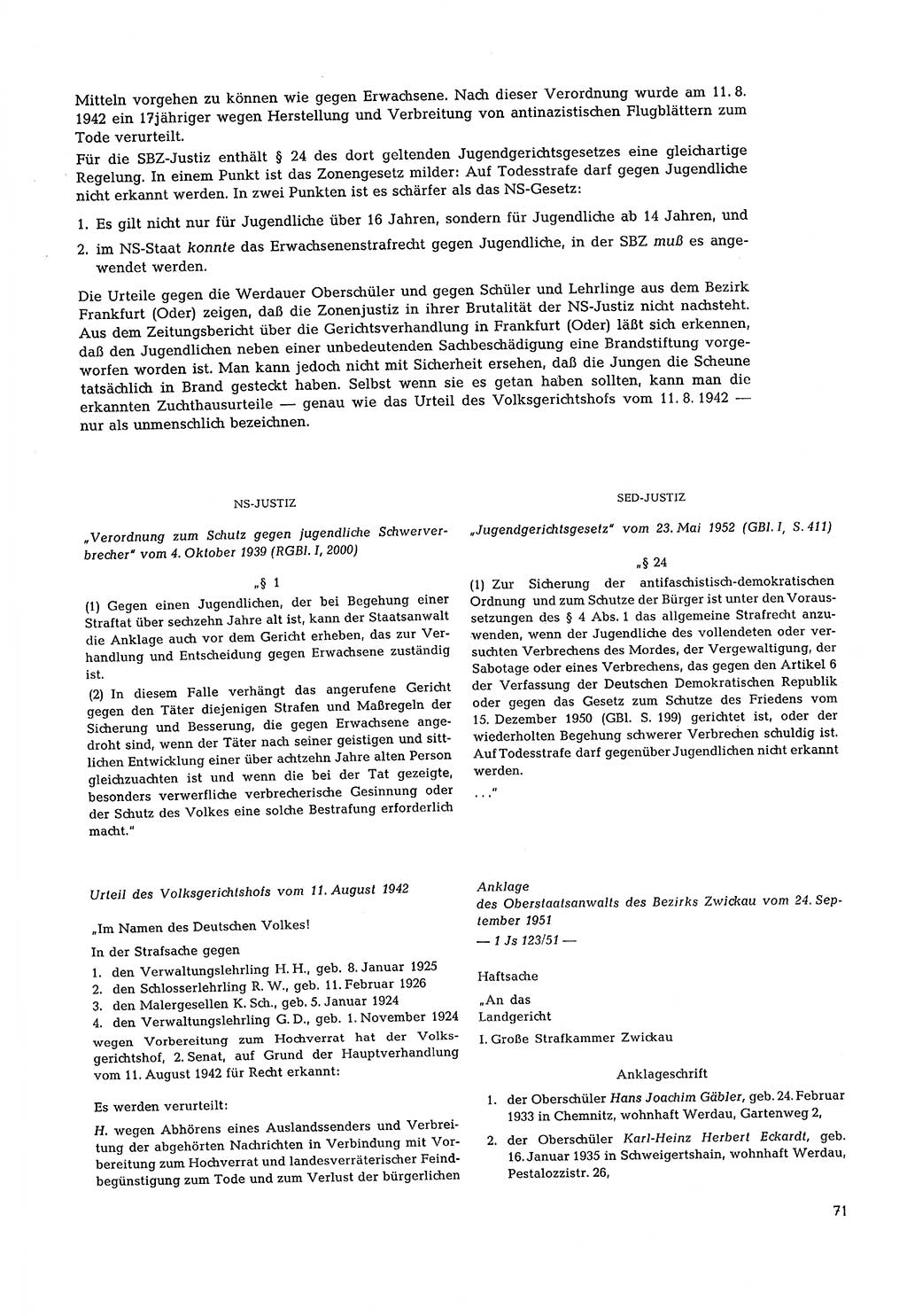 Partei-Justiz, Dokumentation über den nationalsozialistischen und kommunistischen Rechtsmißbrauch in Deutschland 1933-1963, Seite 71 (Part.-Just. Dtl. natsoz. komm. 1933-1963, S. 71)