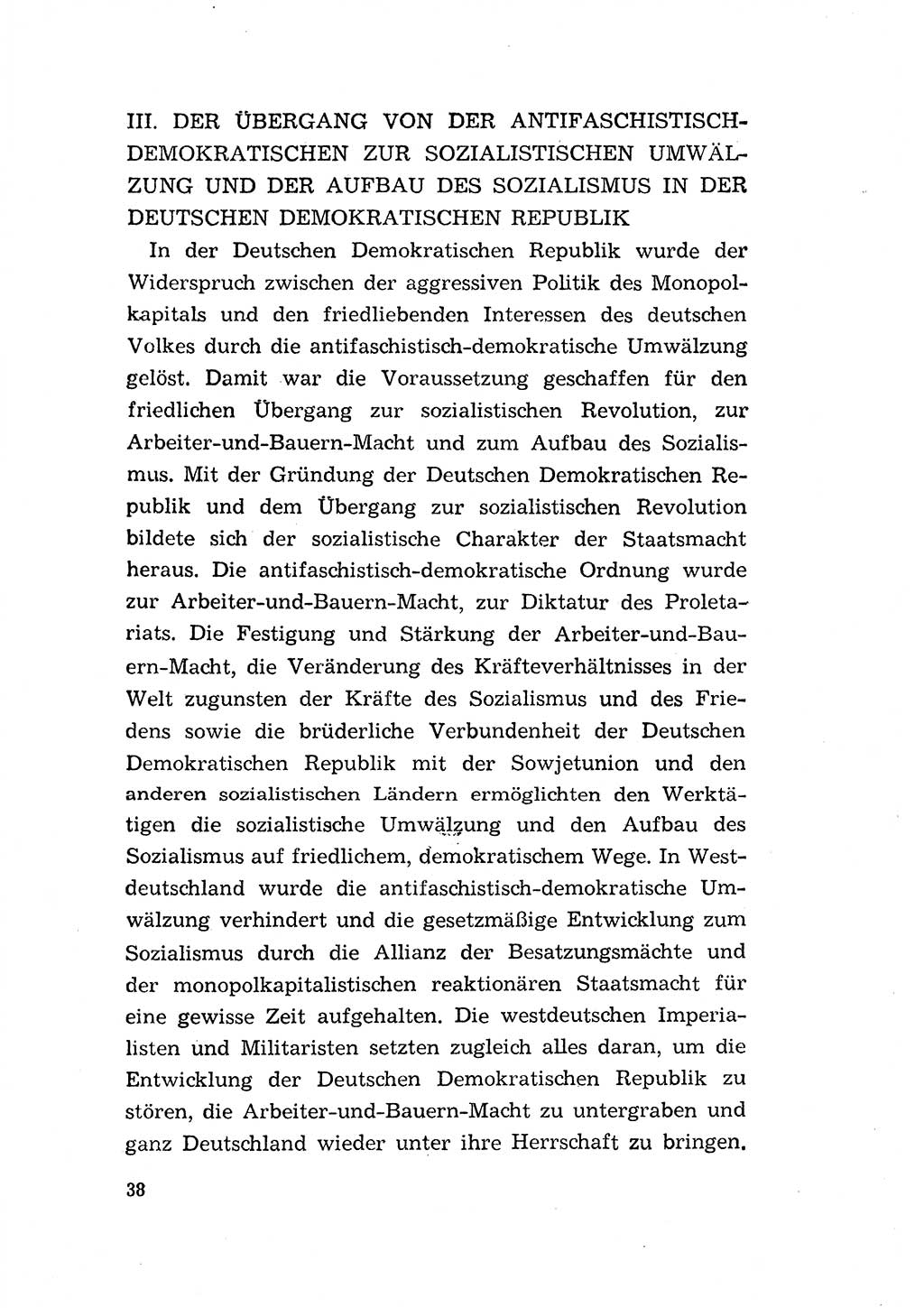 Programm der Sozialistischen Einheitspartei Deutschlands (SED) [Deutsche Demokratische Republik (DDR)] 1963, Seite 38 (Progr. SED DDR 1963, S. 38)