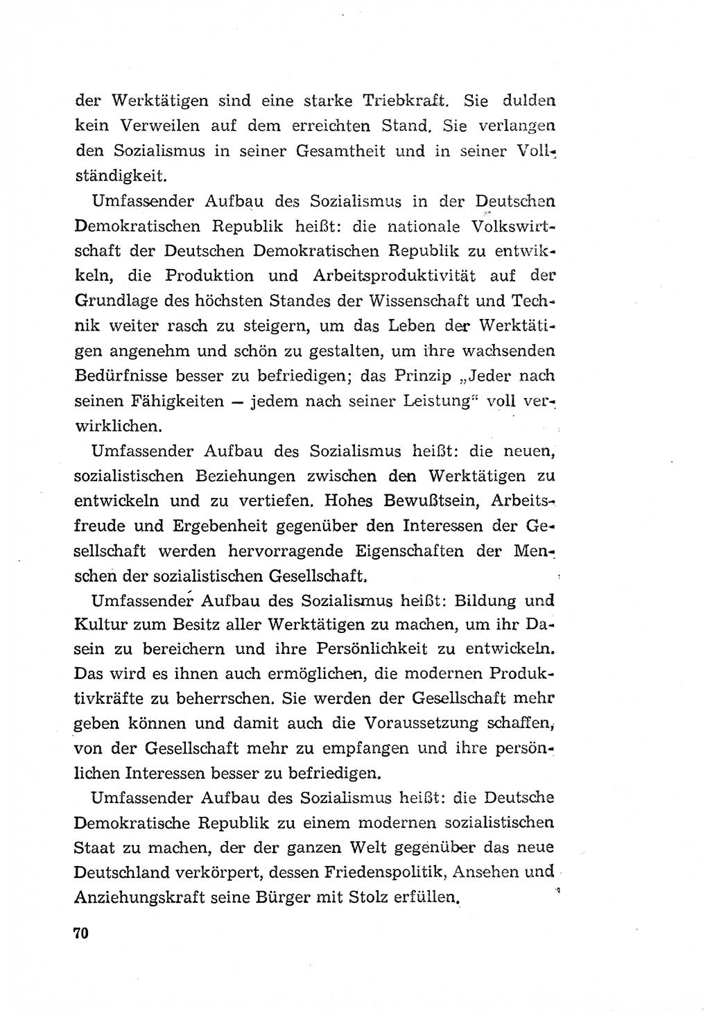 Programm der Sozialistischen Einheitspartei Deutschlands (SED) [Deutsche Demokratische Republik (DDR)] 1963, Seite 70 (Progr. SED DDR 1963, S. 70)