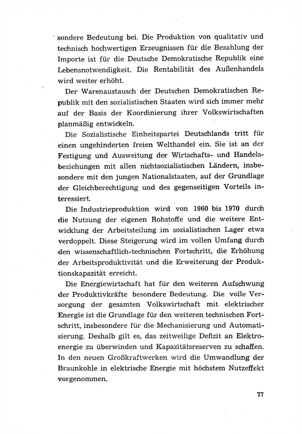 Programm der Sozialistischen Einheitspartei Deutschlands (SED) [Deutsche Demokratische Republik (DDR)] 1963, Seite 77 (Progr. SED DDR 1963, S. 77)