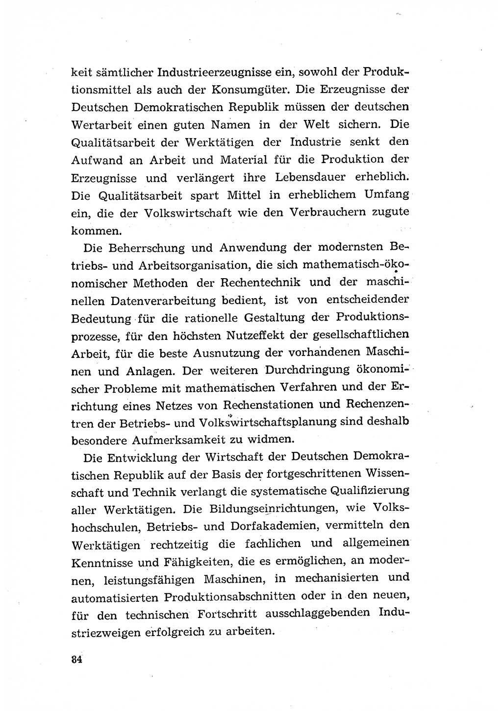 Programm der Sozialistischen Einheitspartei Deutschlands (SED) [Deutsche Demokratische Republik (DDR)] 1963, Seite 84 (Progr. SED DDR 1963, S. 84)