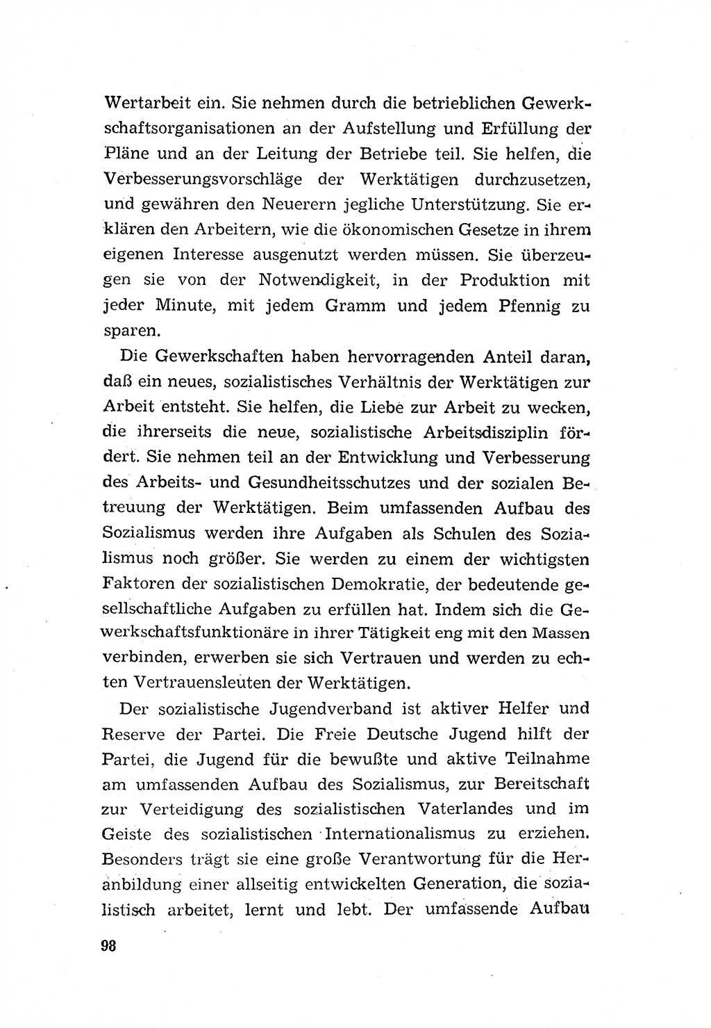 Programm der Sozialistischen Einheitspartei Deutschlands (SED) [Deutsche Demokratische Republik (DDR)] 1963, Seite 98 (Progr. SED DDR 1963, S. 98)