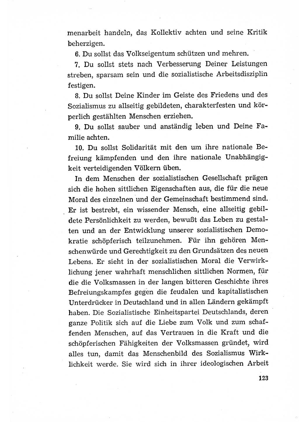 Programm der Sozialistischen Einheitspartei Deutschlands (SED) [Deutsche Demokratische Republik (DDR)] 1963, Seite 123 (Progr. SED DDR 1963, S. 123)