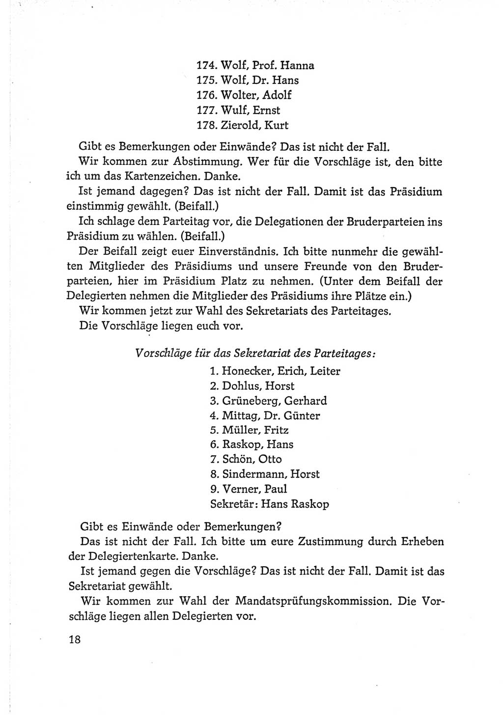 Protokoll der Verhandlungen des Ⅵ. Parteitages der Sozialistischen Einheitspartei Deutschlands (SED) [Deutsche Demokratische Republik (DDR)] 1963, Band Ⅰ, Seite 18 (Prot. Verh. Ⅵ. PT SED DDR 1963, Bd. Ⅰ, S. 18)