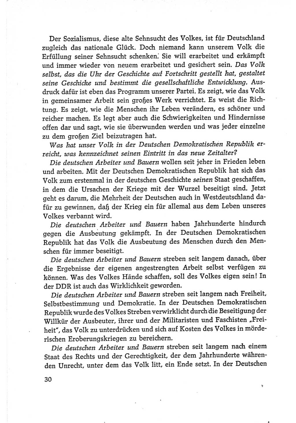 Protokoll der Verhandlungen des Ⅵ. Parteitages der Sozialistischen Einheitspartei Deutschlands (SED) [Deutsche Demokratische Republik (DDR)] 1963, Band Ⅰ, Seite 30 (Prot. Verh. Ⅵ. PT SED DDR 1963, Bd. Ⅰ, S. 30)
