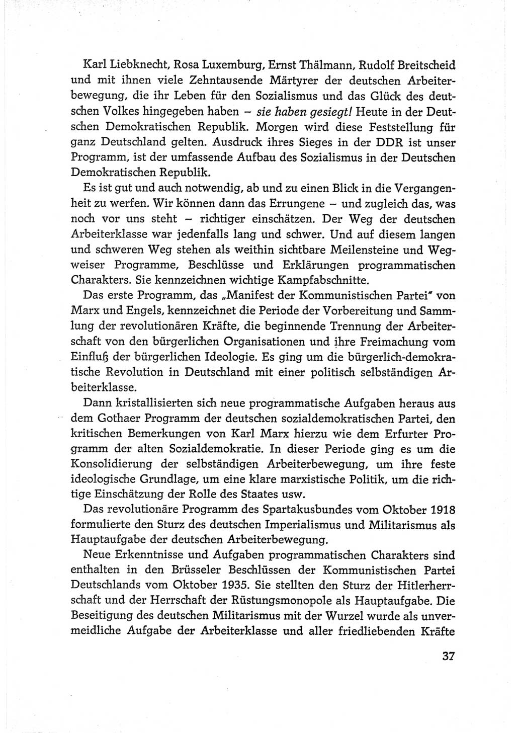 Protokoll der Verhandlungen des Ⅵ. Parteitages der Sozialistischen Einheitspartei Deutschlands (SED) [Deutsche Demokratische Republik (DDR)] 1963, Band Ⅰ, Seite 37 (Prot. Verh. Ⅵ. PT SED DDR 1963, Bd. Ⅰ, S. 37)