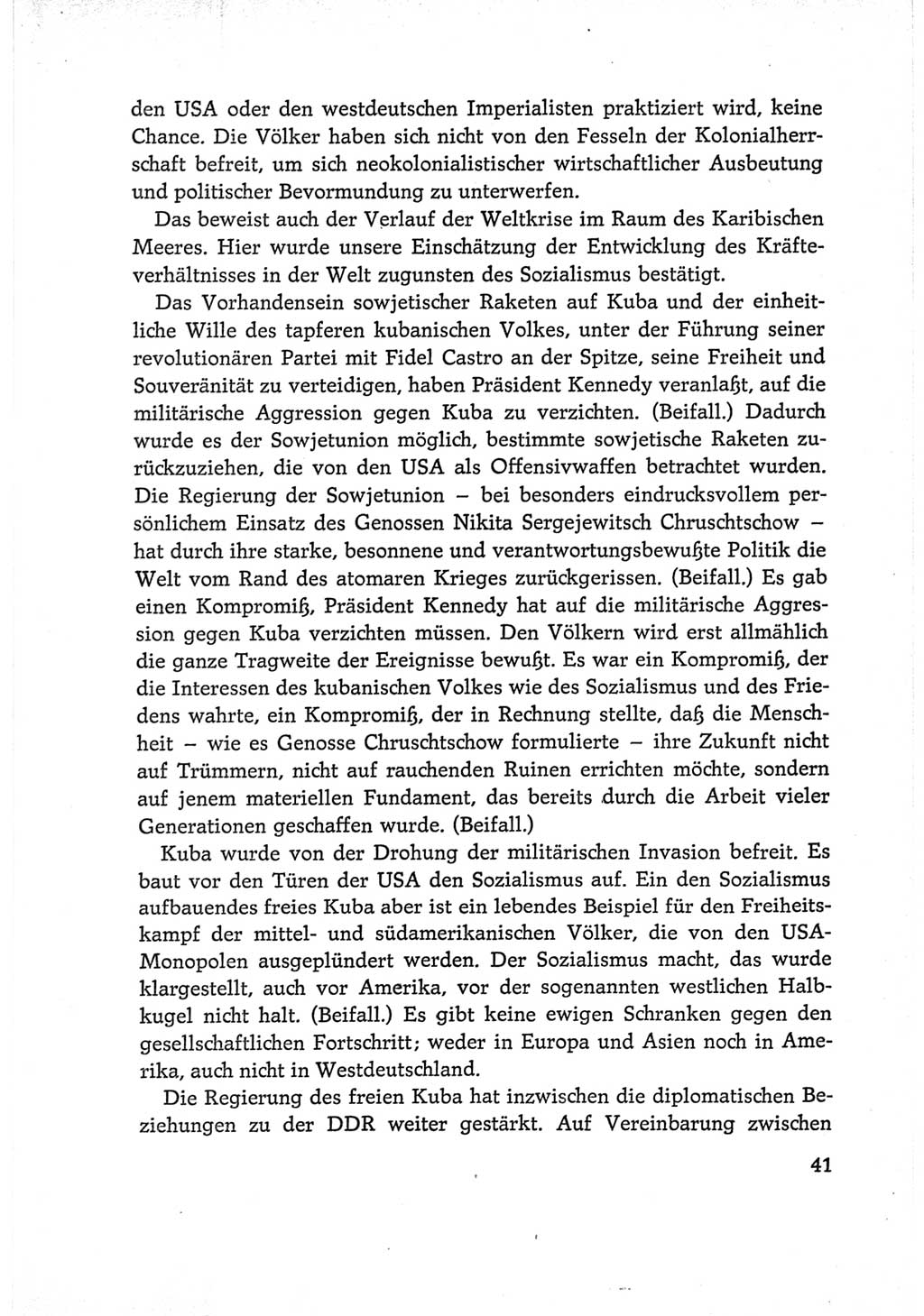 Protokoll der Verhandlungen des Ⅵ. Parteitages der Sozialistischen Einheitspartei Deutschlands (SED) [Deutsche Demokratische Republik (DDR)] 1963, Band Ⅰ, Seite 41 (Prot. Verh. Ⅵ. PT SED DDR 1963, Bd. Ⅰ, S. 41)