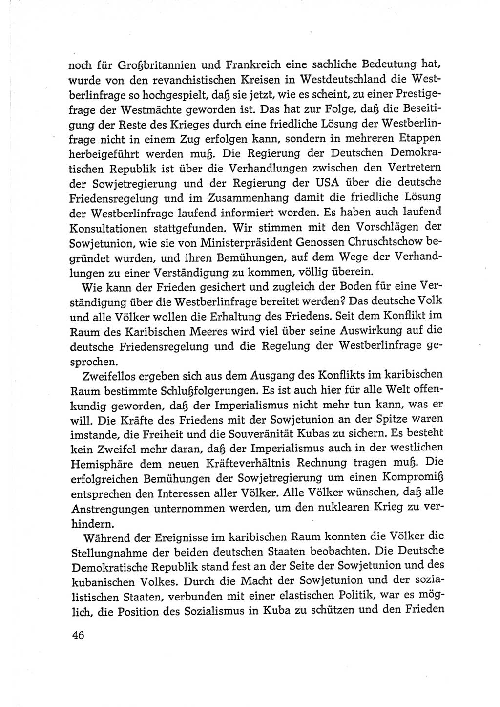 Protokoll der Verhandlungen des Ⅵ. Parteitages der Sozialistischen Einheitspartei Deutschlands (SED) [Deutsche Demokratische Republik (DDR)] 1963, Band Ⅰ, Seite 46 (Prot. Verh. Ⅵ. PT SED DDR 1963, Bd. Ⅰ, S. 46)