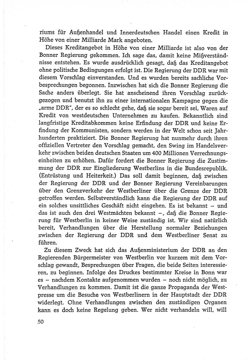 Protokoll der Verhandlungen des Ⅵ. Parteitages der Sozialistischen Einheitspartei Deutschlands (SED) [Deutsche Demokratische Republik (DDR)] 1963, Band Ⅰ, Seite 50 (Prot. Verh. Ⅵ. PT SED DDR 1963, Bd. Ⅰ, S. 50)