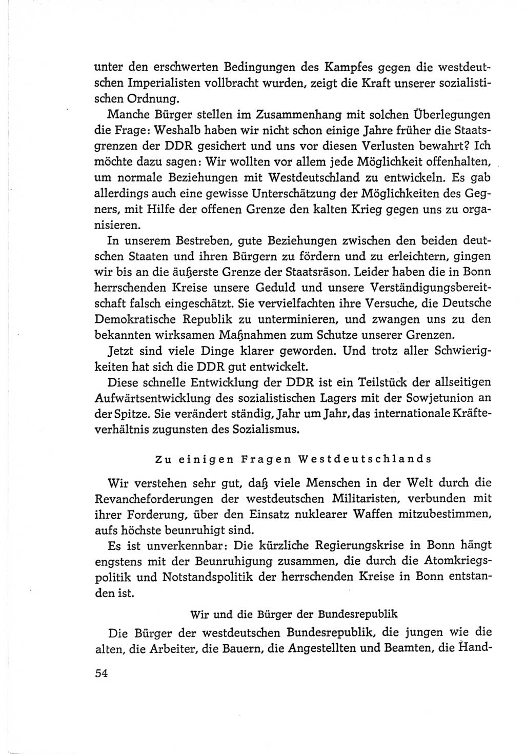 Protokoll der Verhandlungen des Ⅵ. Parteitages der Sozialistischen Einheitspartei Deutschlands (SED) [Deutsche Demokratische Republik (DDR)] 1963, Band Ⅰ, Seite 54 (Prot. Verh. Ⅵ. PT SED DDR 1963, Bd. Ⅰ, S. 54)