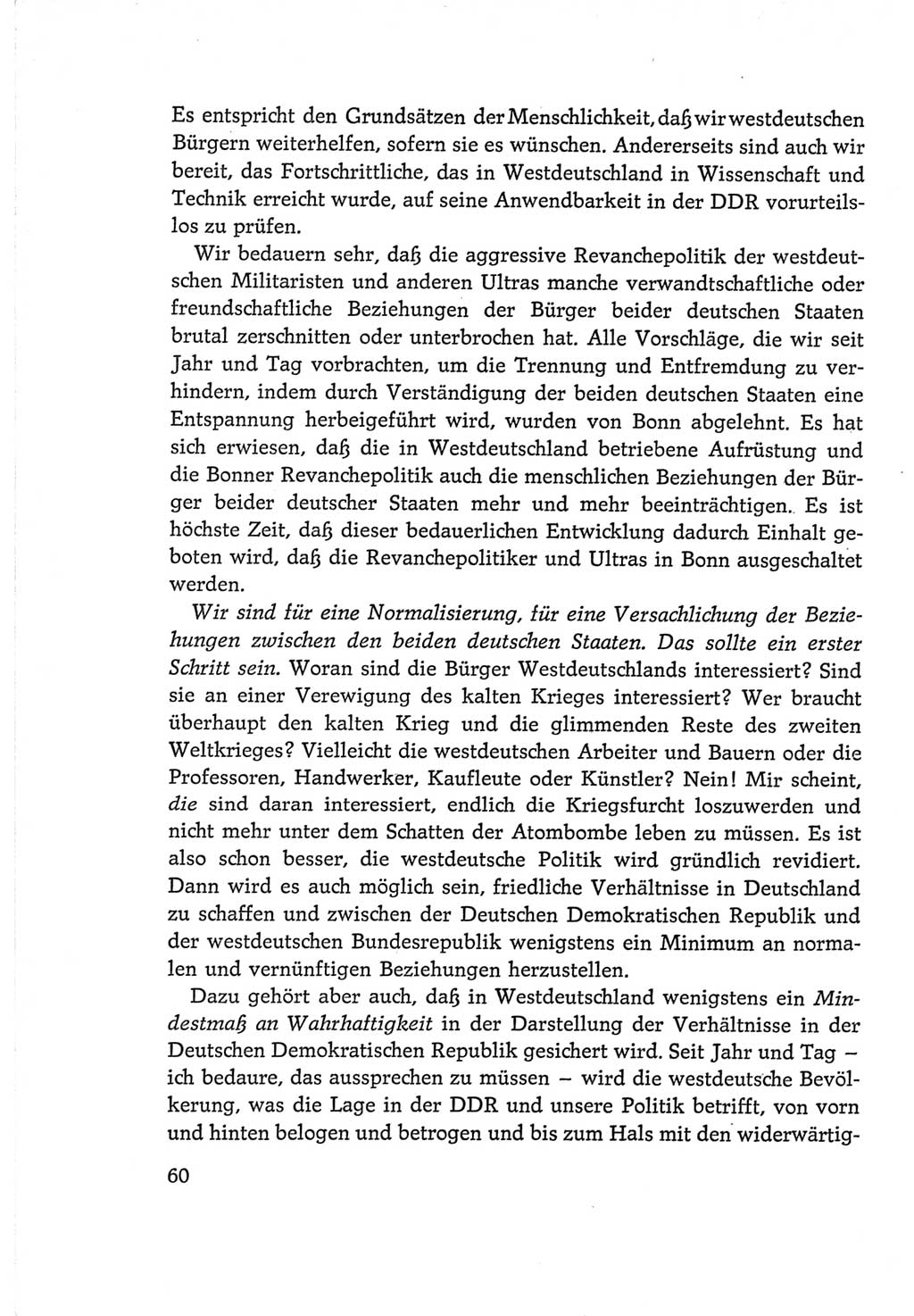 Protokoll der Verhandlungen des Ⅵ. Parteitages der Sozialistischen Einheitspartei Deutschlands (SED) [Deutsche Demokratische Republik (DDR)] 1963, Band Ⅰ, Seite 60 (Prot. Verh. Ⅵ. PT SED DDR 1963, Bd. Ⅰ, S. 60)