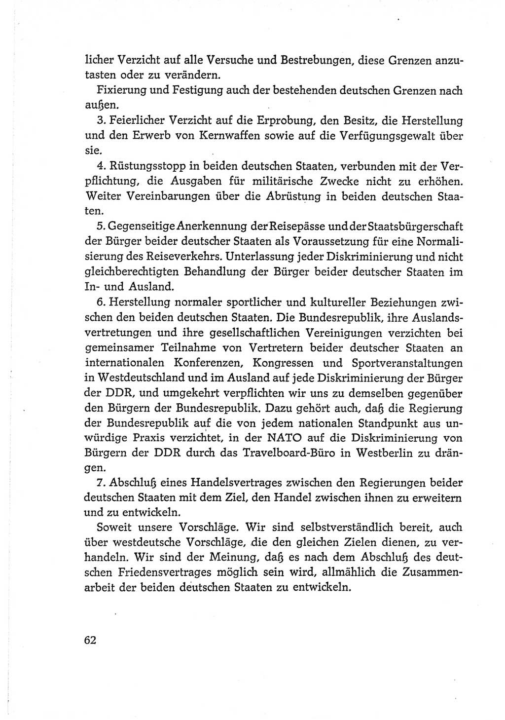 Protokoll der Verhandlungen des Ⅵ. Parteitages der Sozialistischen Einheitspartei Deutschlands (SED) [Deutsche Demokratische Republik (DDR)] 1963, Band Ⅰ, Seite 62 (Prot. Verh. Ⅵ. PT SED DDR 1963, Bd. Ⅰ, S. 62)