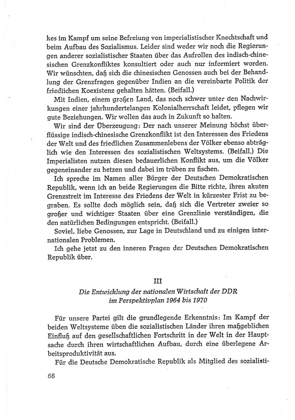 Protokoll der Verhandlungen des Ⅵ. Parteitages der Sozialistischen Einheitspartei Deutschlands (SED) [Deutsche Demokratische Republik (DDR)] 1963, Band Ⅰ, Seite 68 (Prot. Verh. Ⅵ. PT SED DDR 1963, Bd. Ⅰ, S. 68)
