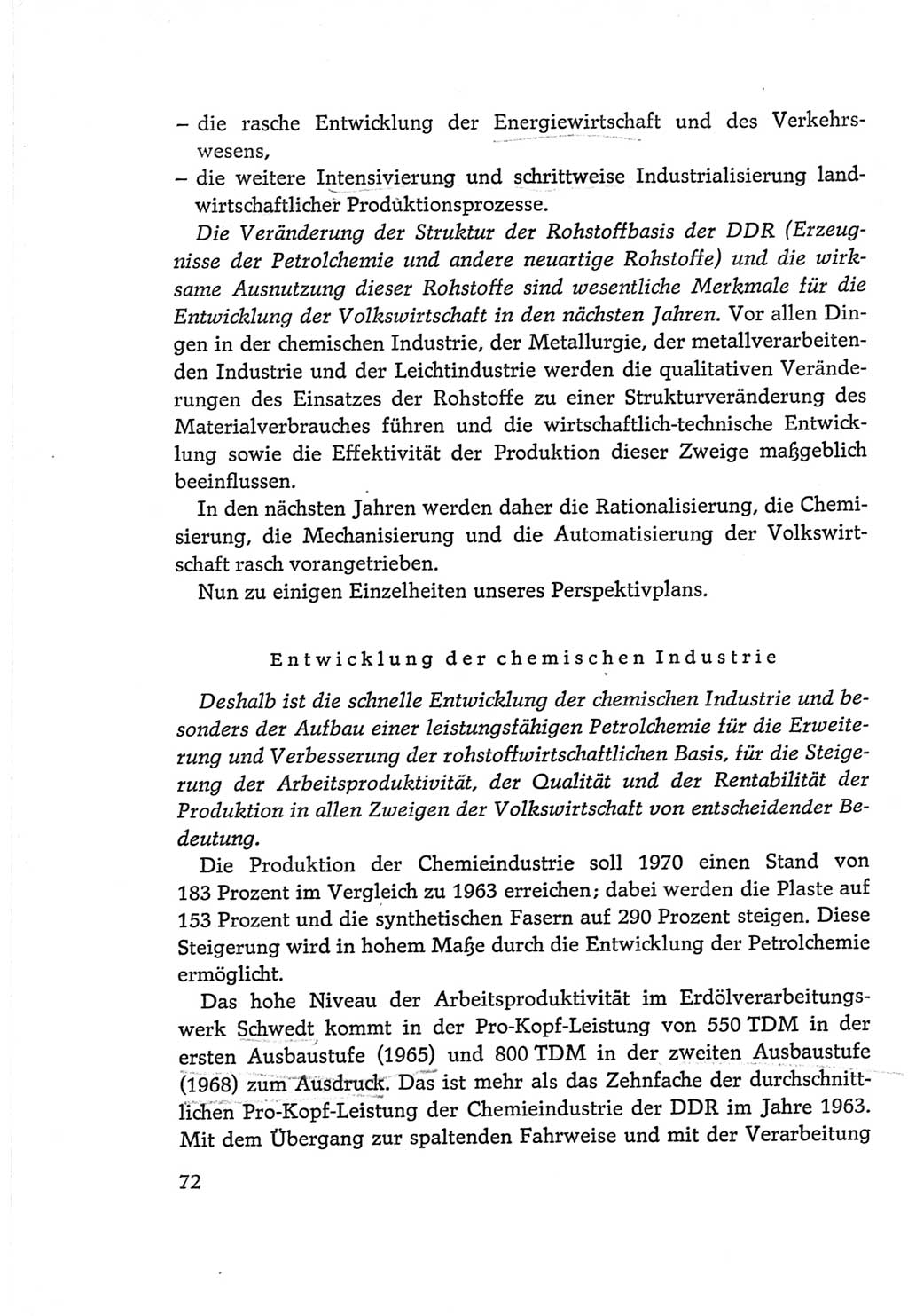 Protokoll der Verhandlungen des Ⅵ. Parteitages der Sozialistischen Einheitspartei Deutschlands (SED) [Deutsche Demokratische Republik (DDR)] 1963, Band Ⅰ, Seite 72 (Prot. Verh. Ⅵ. PT SED DDR 1963, Bd. Ⅰ, S. 72)