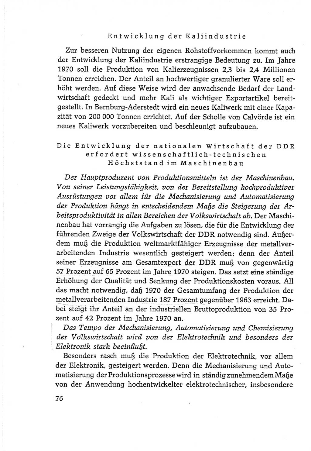 Protokoll der Verhandlungen des Ⅵ. Parteitages der Sozialistischen Einheitspartei Deutschlands (SED) [Deutsche Demokratische Republik (DDR)] 1963, Band Ⅰ, Seite 76 (Prot. Verh. Ⅵ. PT SED DDR 1963, Bd. Ⅰ, S. 76)