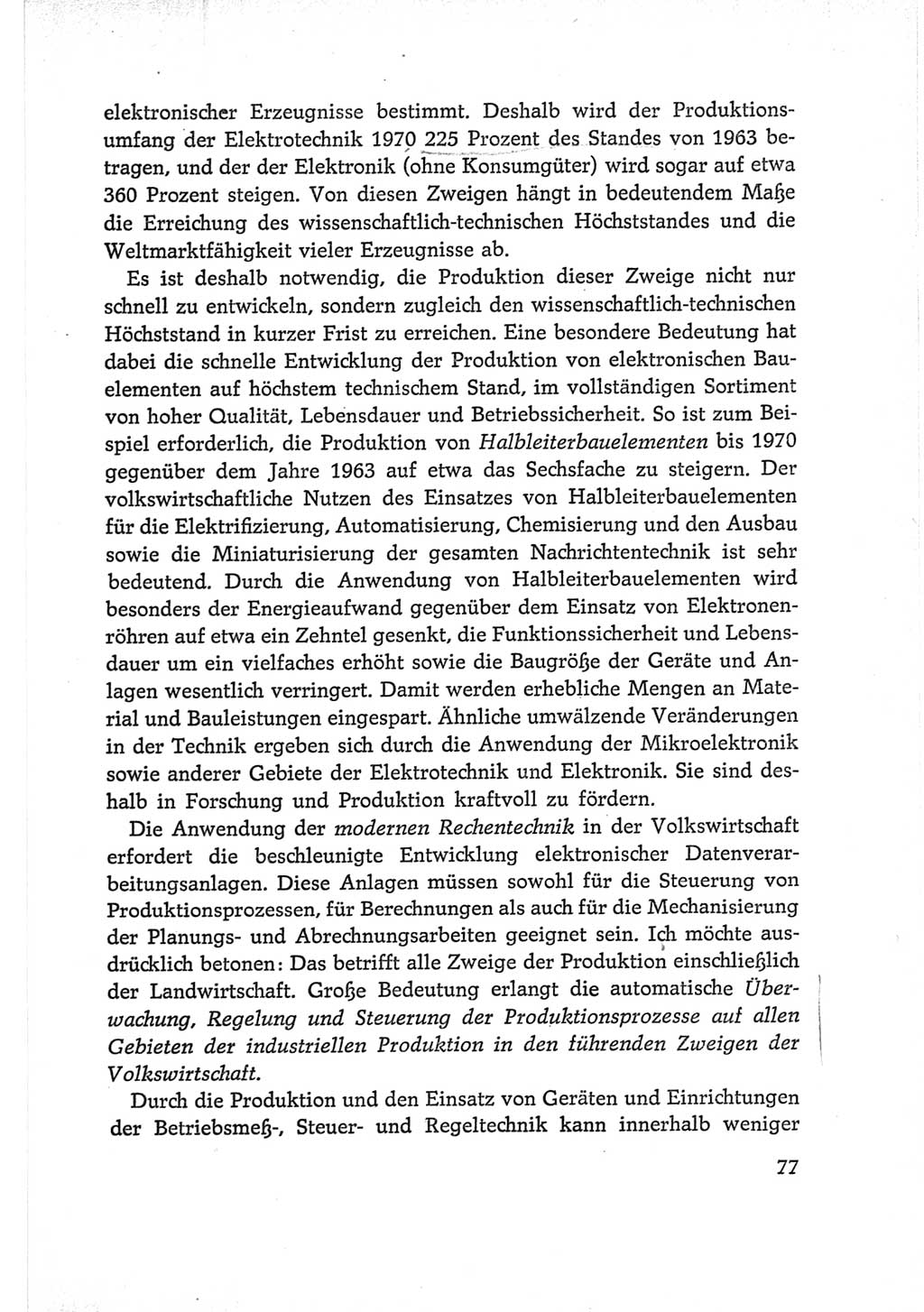 Protokoll der Verhandlungen des Ⅵ. Parteitages der Sozialistischen Einheitspartei Deutschlands (SED) [Deutsche Demokratische Republik (DDR)] 1963, Band Ⅰ, Seite 77 (Prot. Verh. Ⅵ. PT SED DDR 1963, Bd. Ⅰ, S. 77)