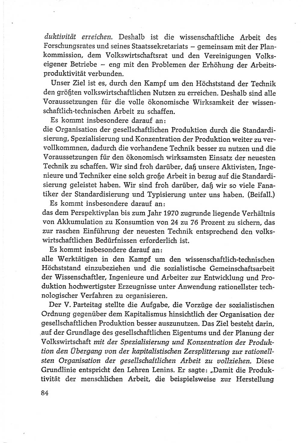 Protokoll der Verhandlungen des Ⅵ. Parteitages der Sozialistischen Einheitspartei Deutschlands (SED) [Deutsche Demokratische Republik (DDR)] 1963, Band Ⅰ, Seite 84 (Prot. Verh. Ⅵ. PT SED DDR 1963, Bd. Ⅰ, S. 84)