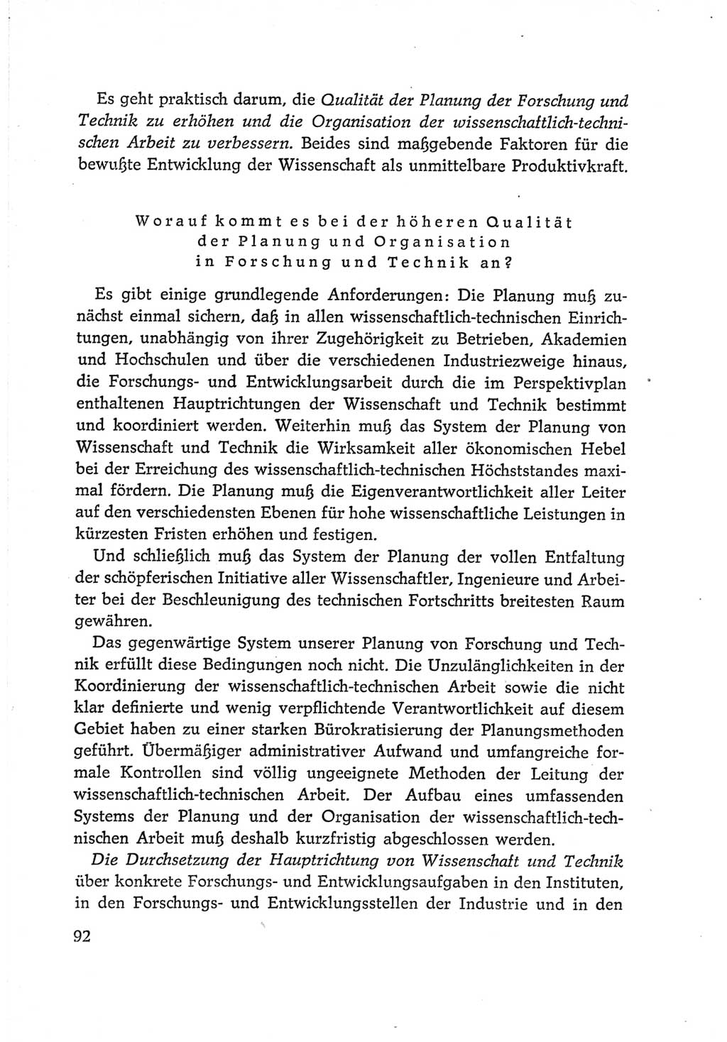 Protokoll der Verhandlungen des Ⅵ. Parteitages der Sozialistischen Einheitspartei Deutschlands (SED) [Deutsche Demokratische Republik (DDR)] 1963, Band Ⅰ, Seite 92 (Prot. Verh. Ⅵ. PT SED DDR 1963, Bd. Ⅰ, S. 92)