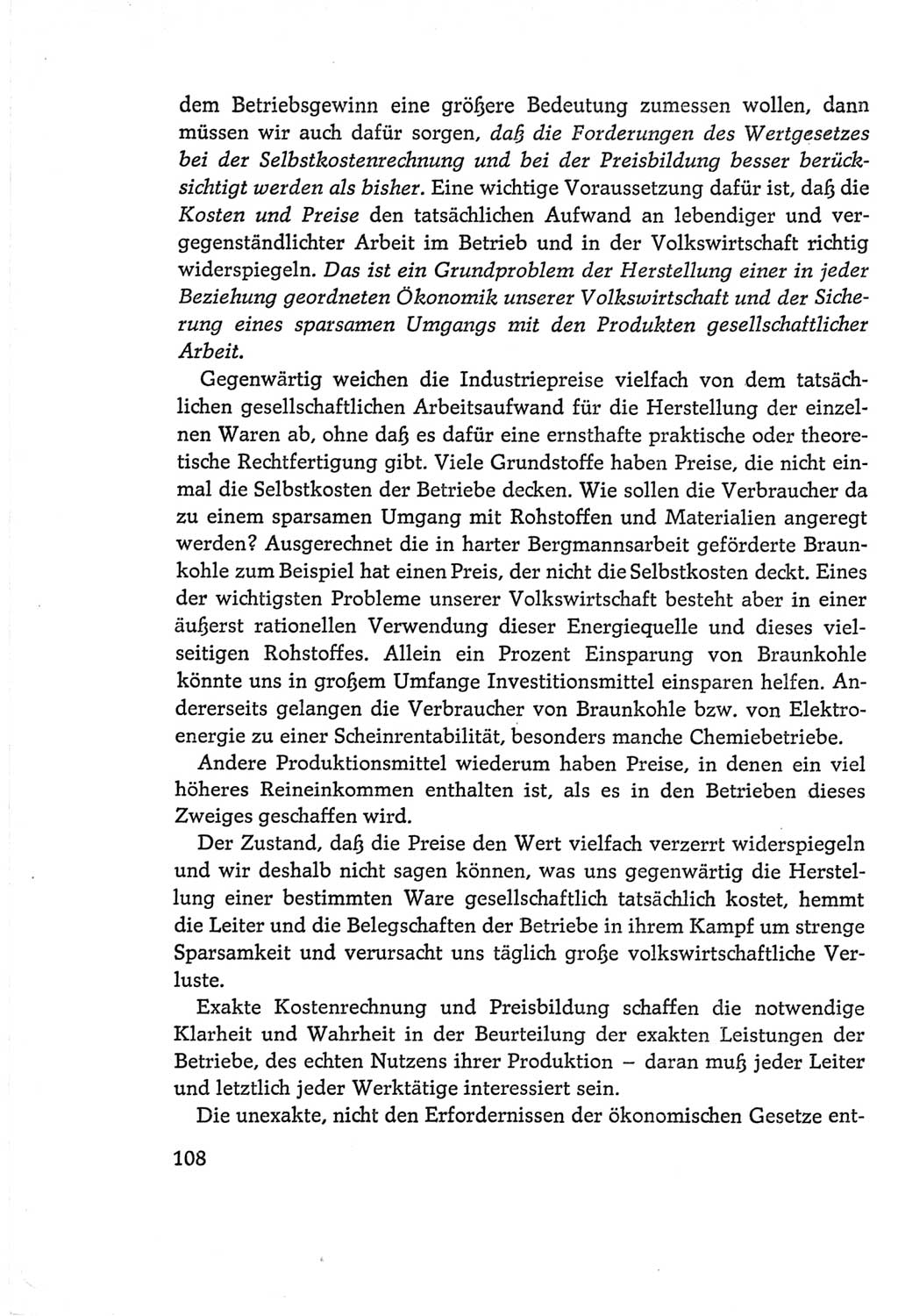Protokoll der Verhandlungen des Ⅵ. Parteitages der Sozialistischen Einheitspartei Deutschlands (SED) [Deutsche Demokratische Republik (DDR)] 1963, Band Ⅰ, Seite 108 (Prot. Verh. Ⅵ. PT SED DDR 1963, Bd. Ⅰ, S. 108)
