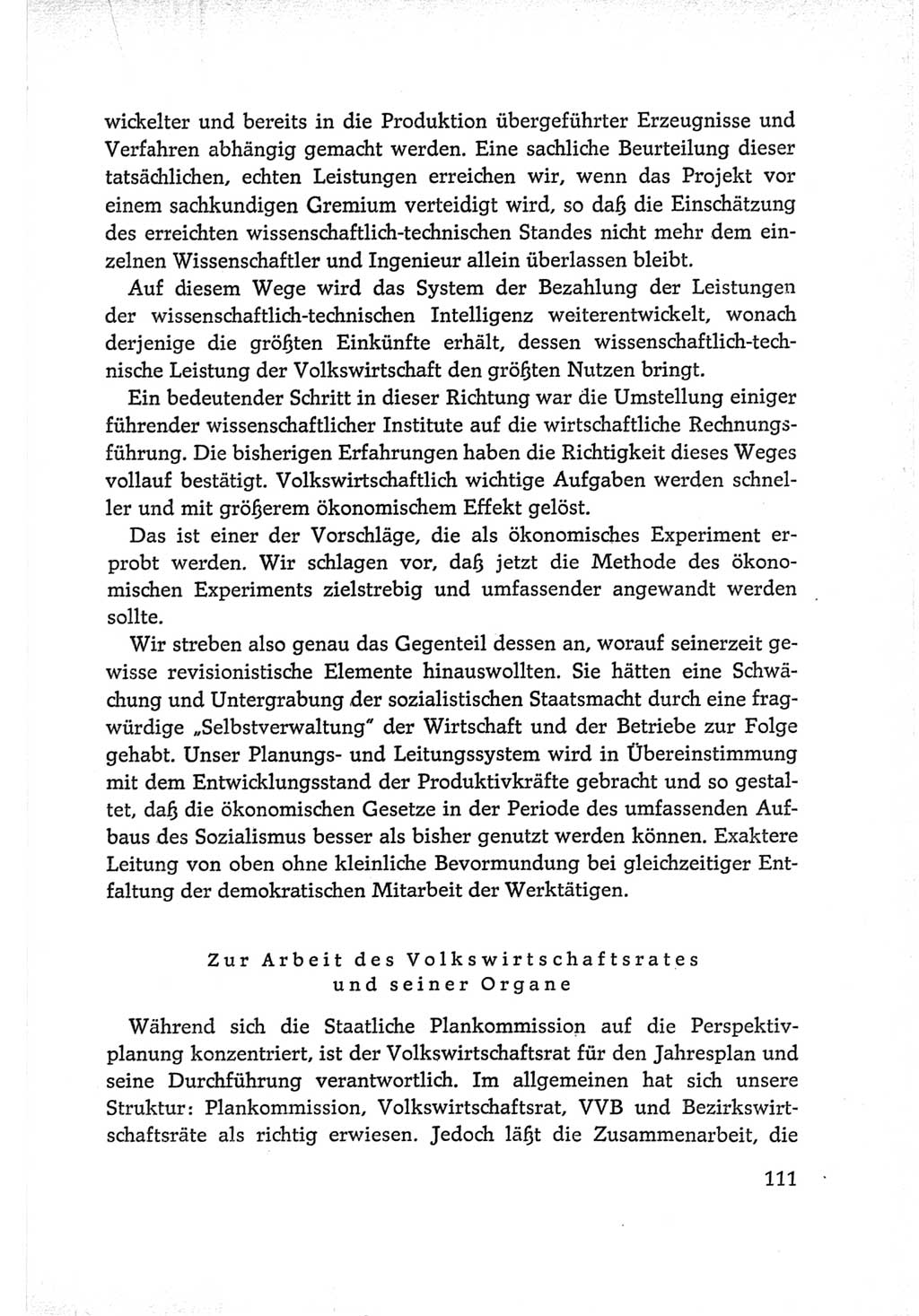 Protokoll der Verhandlungen des Ⅵ. Parteitages der Sozialistischen Einheitspartei Deutschlands (SED) [Deutsche Demokratische Republik (DDR)] 1963, Band Ⅰ, Seite 111 (Prot. Verh. Ⅵ. PT SED DDR 1963, Bd. Ⅰ, S. 111)