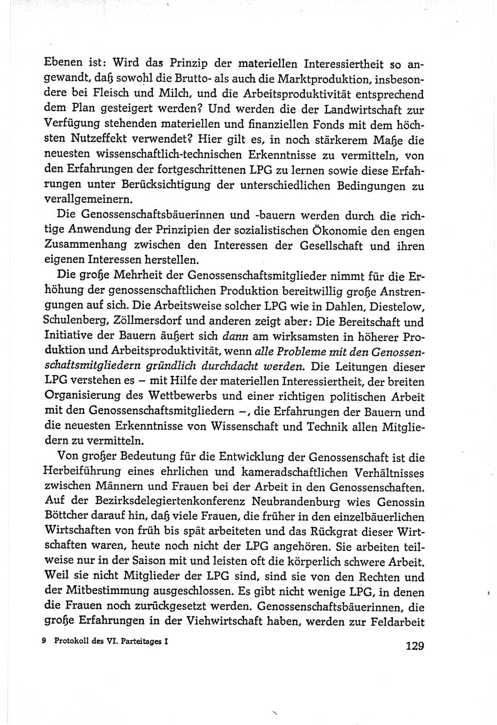 Protokoll der Verhandlungen des Ⅵ. Parteitages der Sozialistischen Einheitspartei Deutschlands (SED) [Deutsche Demokratische Republik (DDR)] 1963, Band Ⅰ, Seite 129 (Prot. Verh. Ⅵ. PT SED DDR 1963, Bd. Ⅰ, S. 129)
