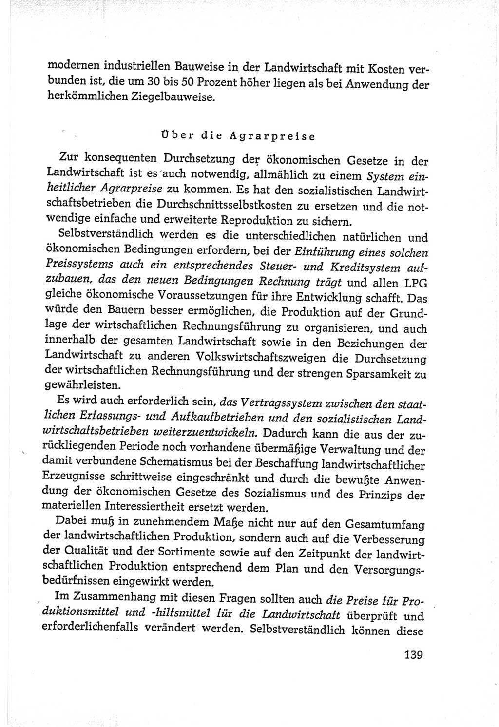Protokoll der Verhandlungen des Ⅵ. Parteitages der Sozialistischen Einheitspartei Deutschlands (SED) [Deutsche Demokratische Republik (DDR)] 1963, Band Ⅰ, Seite 139 (Prot. Verh. Ⅵ. PT SED DDR 1963, Bd. Ⅰ, S. 139)