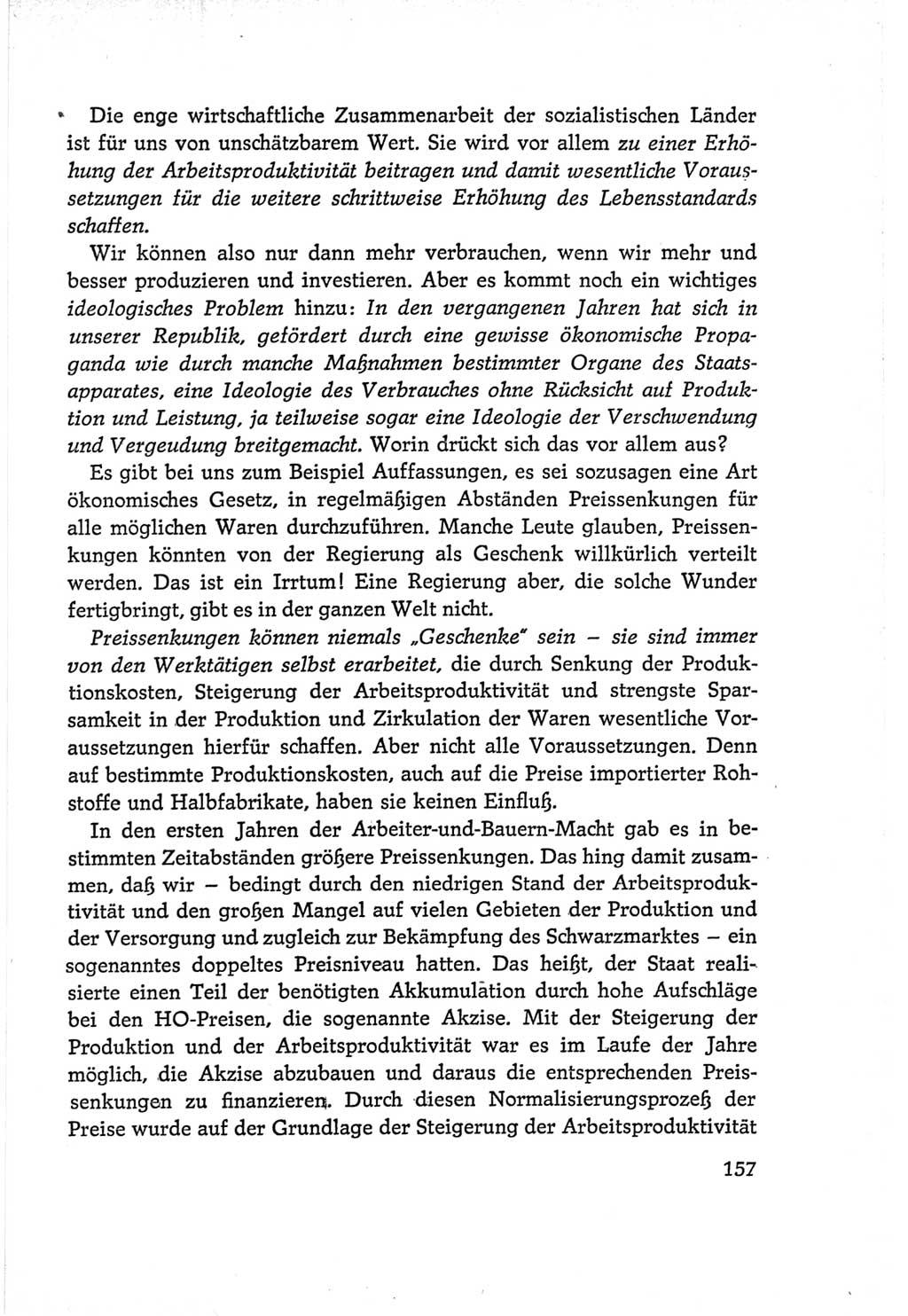 Protokoll der Verhandlungen des Ⅵ. Parteitages der Sozialistischen Einheitspartei Deutschlands (SED) [Deutsche Demokratische Republik (DDR)] 1963, Band Ⅰ, Seite 157 (Prot. Verh. Ⅵ. PT SED DDR 1963, Bd. Ⅰ, S. 157)