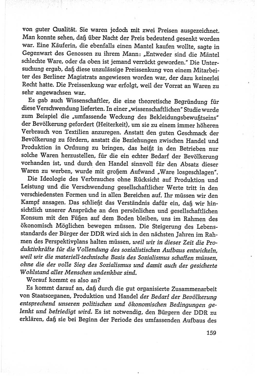 Protokoll der Verhandlungen des Ⅵ. Parteitages der Sozialistischen Einheitspartei Deutschlands (SED) [Deutsche Demokratische Republik (DDR)] 1963, Band Ⅰ, Seite 159 (Prot. Verh. Ⅵ. PT SED DDR 1963, Bd. Ⅰ, S. 159)