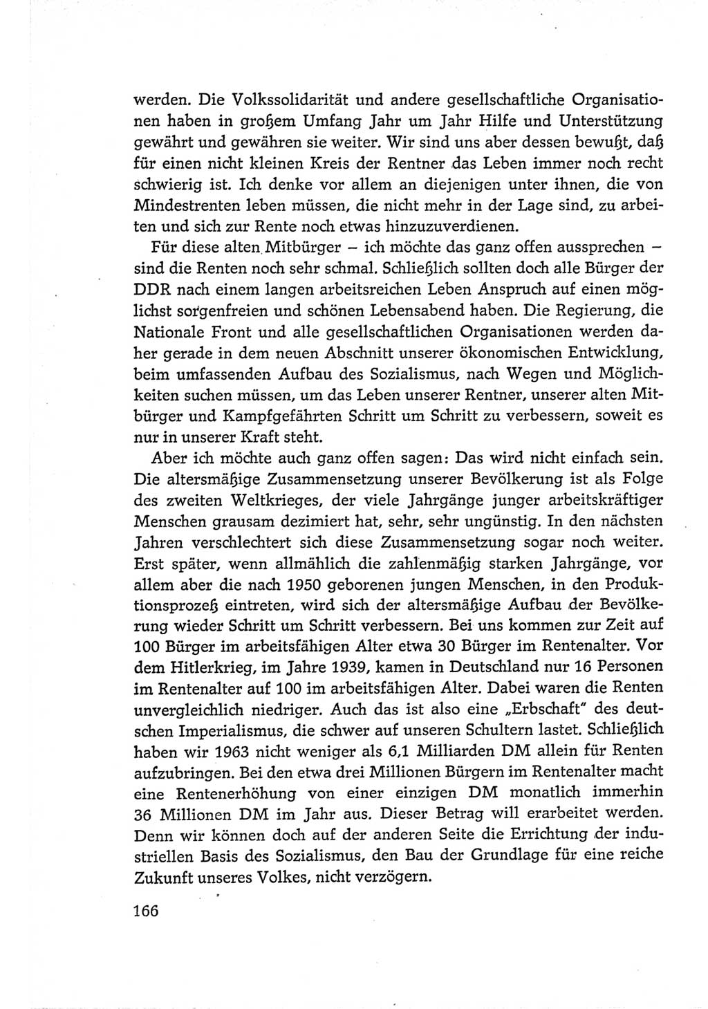 Protokoll der Verhandlungen des Ⅵ. Parteitages der Sozialistischen Einheitspartei Deutschlands (SED) [Deutsche Demokratische Republik (DDR)] 1963, Band Ⅰ, Seite 166 (Prot. Verh. Ⅵ. PT SED DDR 1963, Bd. Ⅰ, S. 166)